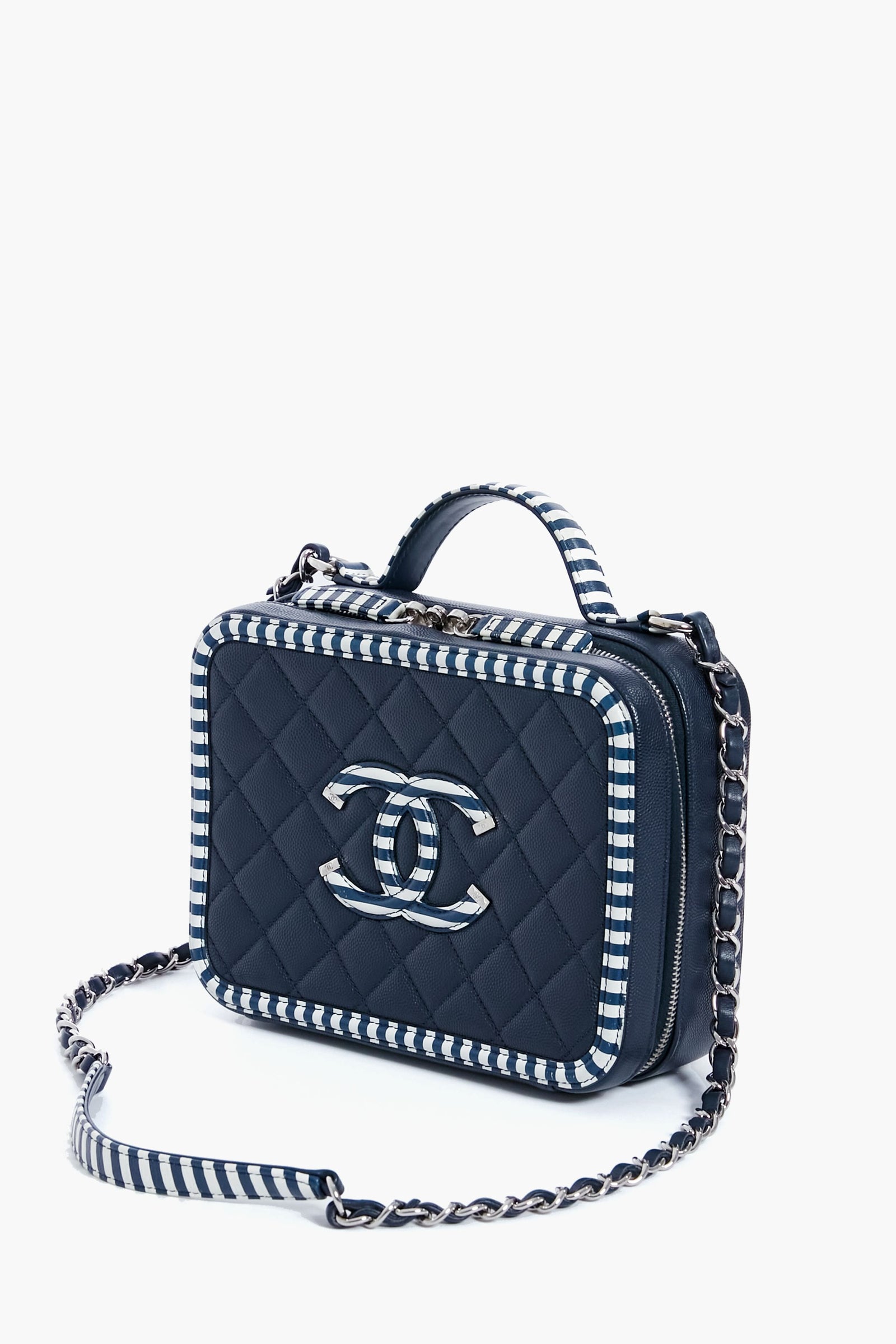 CHANEL Navy Coco Filigree Vanity Bag