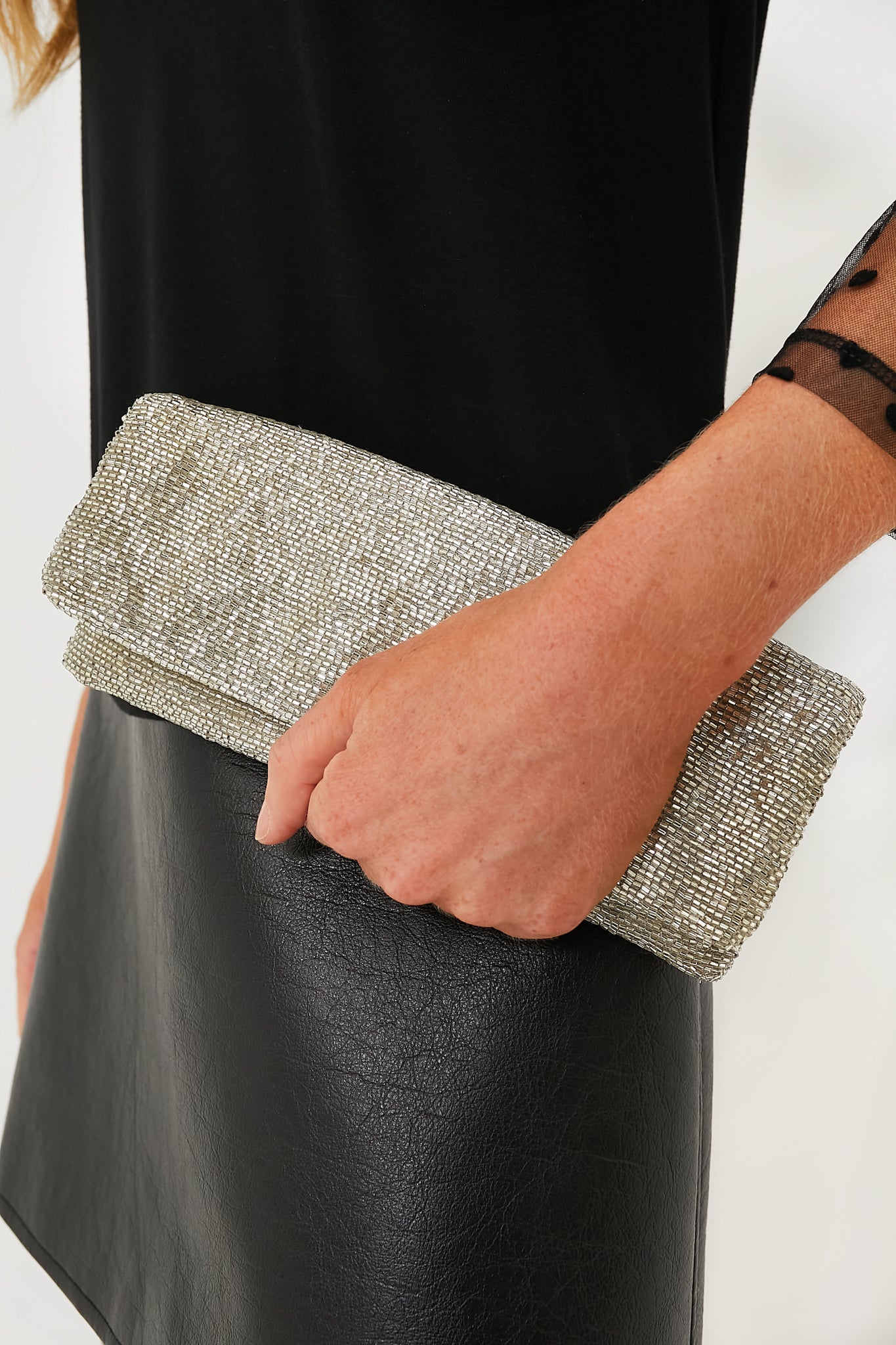 Silver Beaded Clutch Tiana Designs Silver Beaded Clutch Tiana Designs