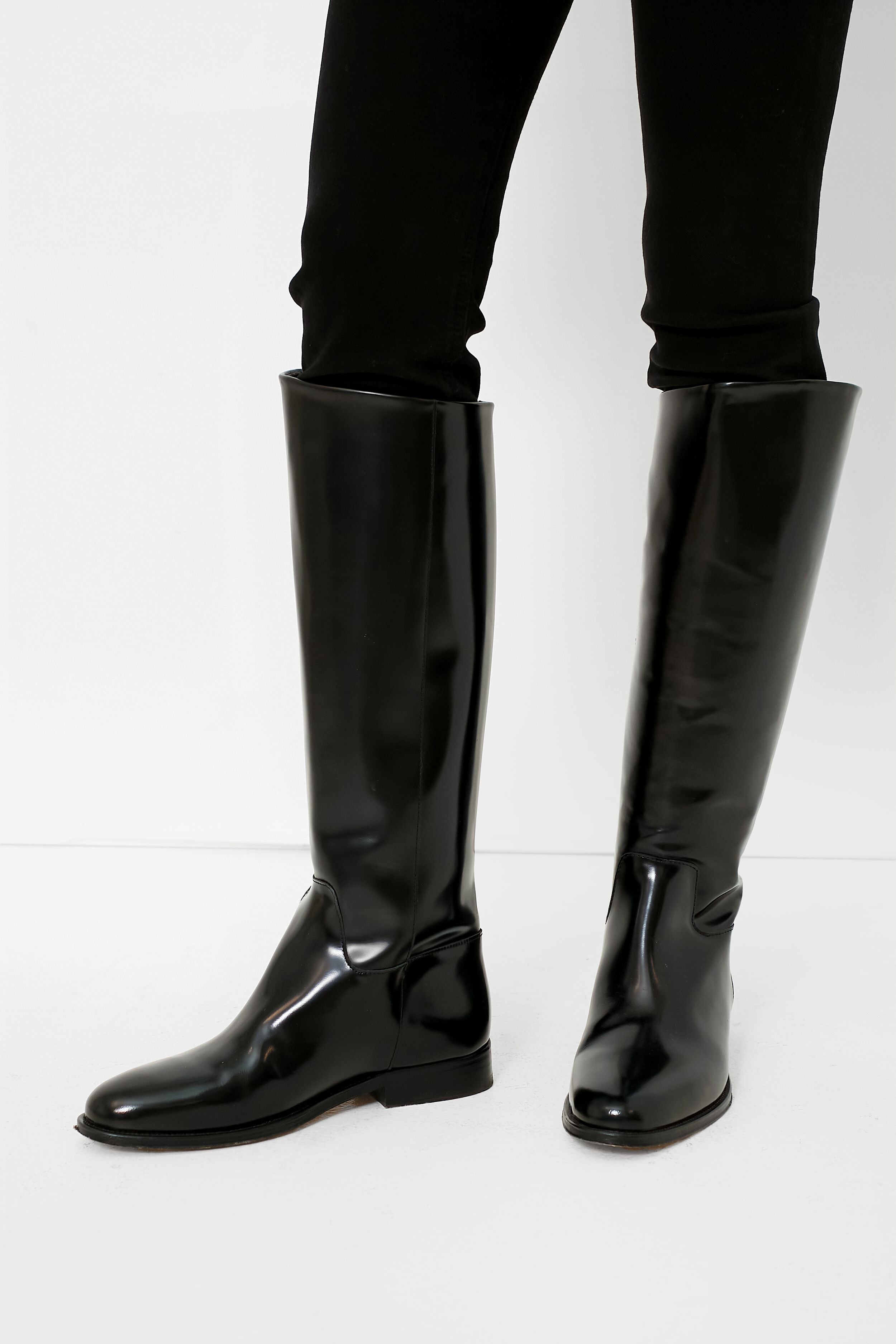 Black High Shine Kari Riding Boots Anine Bing