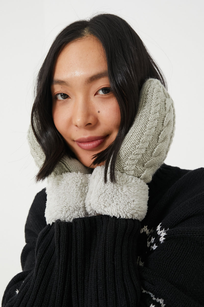 Light Grey Flurry Lined Mitten