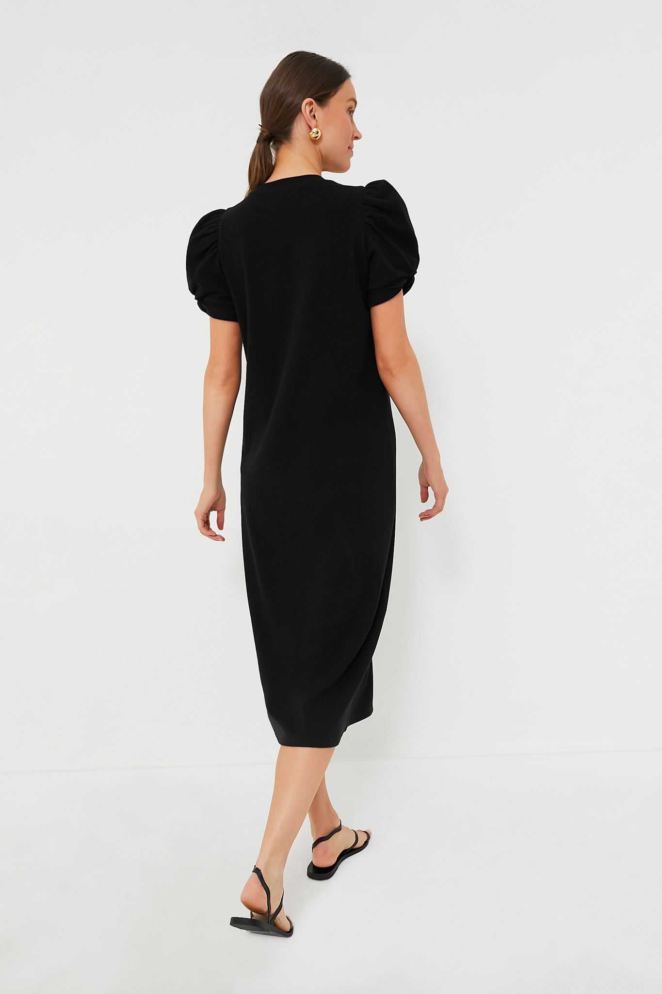 Black Short Sleeve Vesty Midi Dress Pomander Place Black / L Black Short Sleeve Vesty Midi Dress Pomander Place Black / L