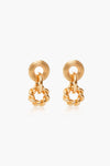 Lizzie Fortunato gold-plated brass earrings with textured circular tops and chunky chain-link hoops.