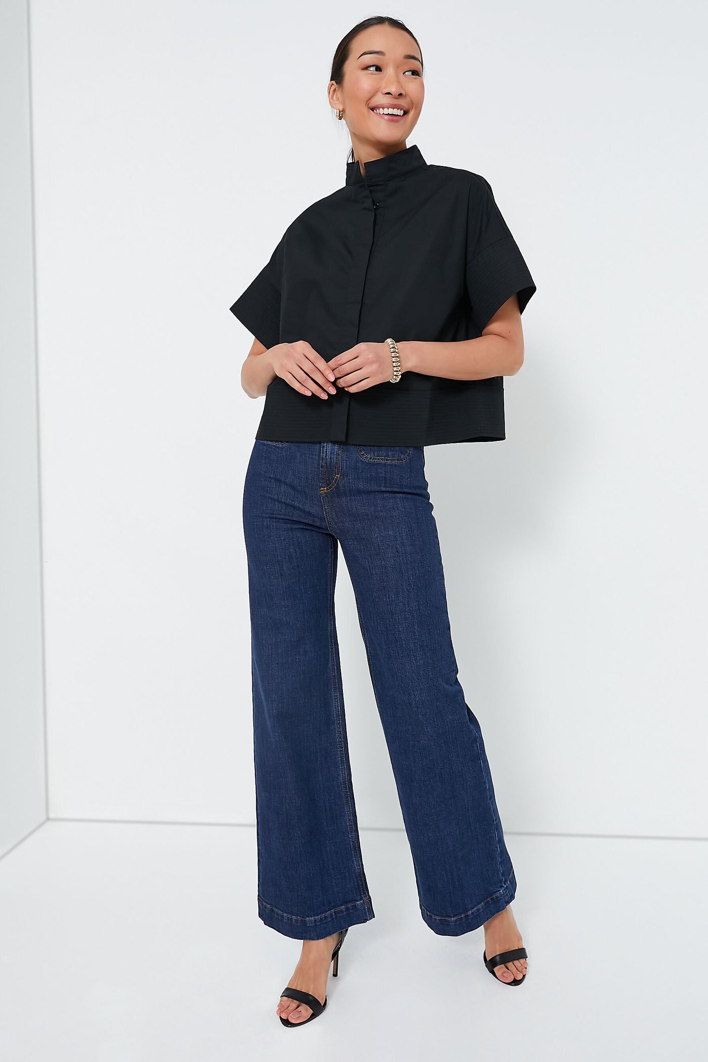 Black Trapunto Stitch Sofia Shirt