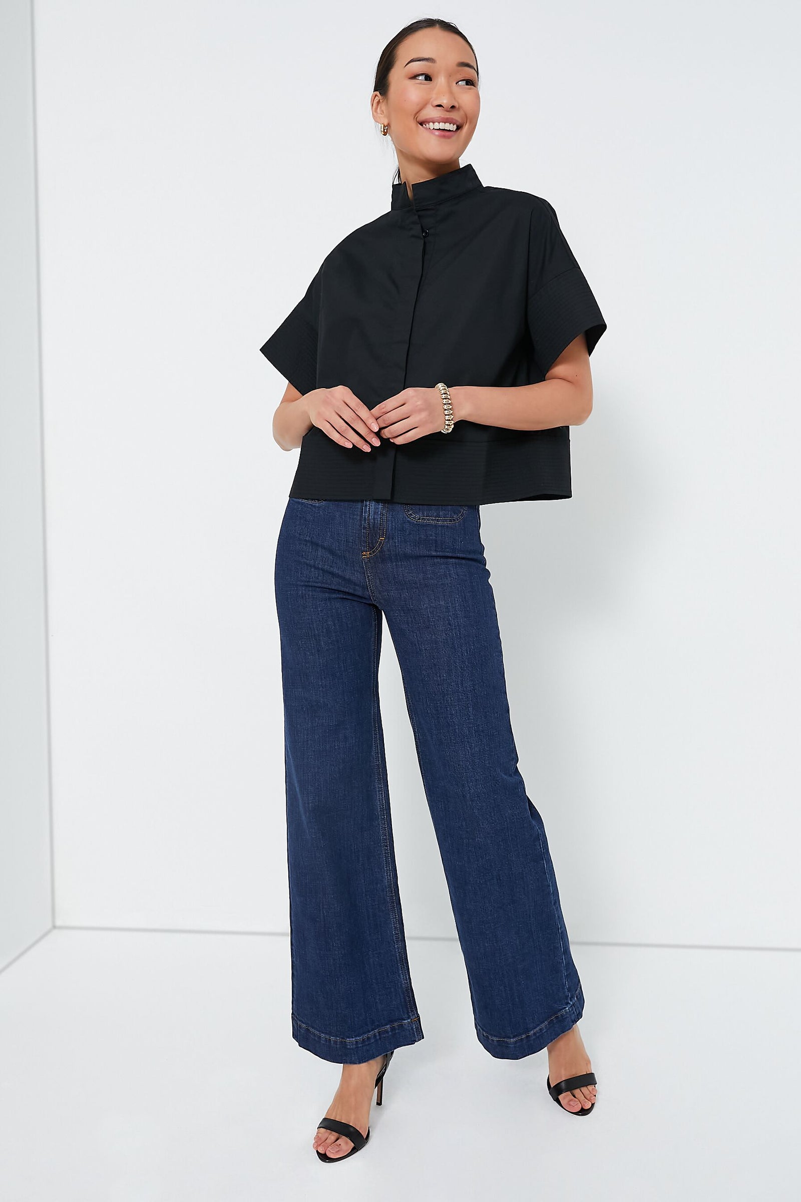Black Trapunto Stitch Sofia Shirt