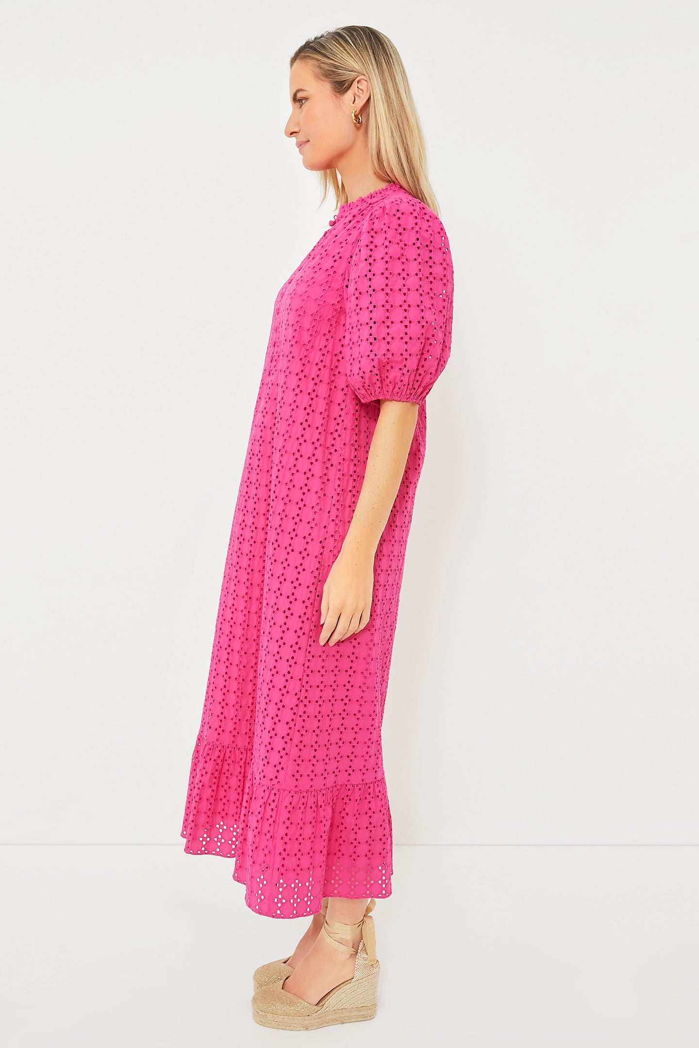 Pink Eyelet Midi Tryall Dress