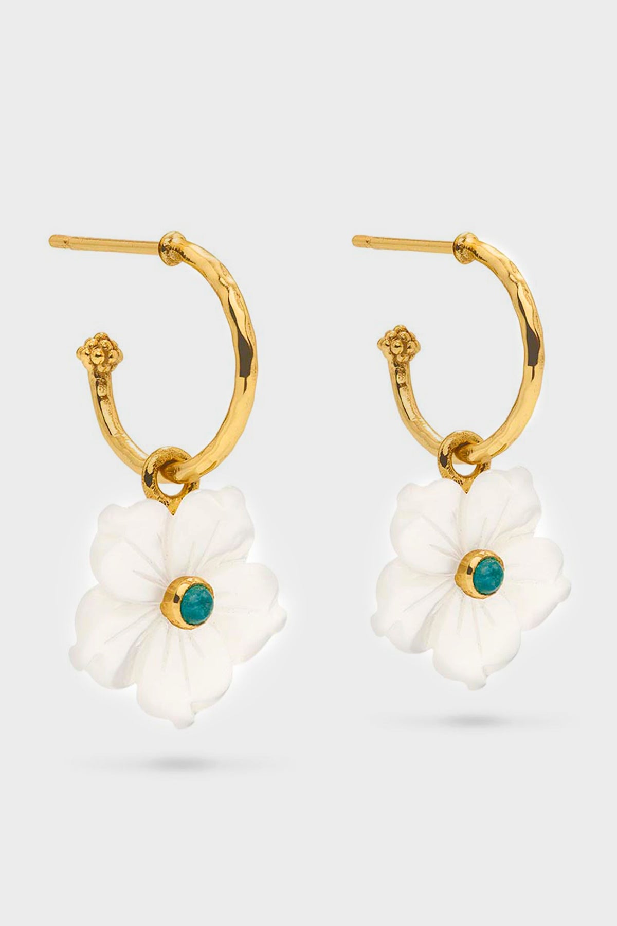 Mermaid Garden Hoop Earrings with Flower Charm