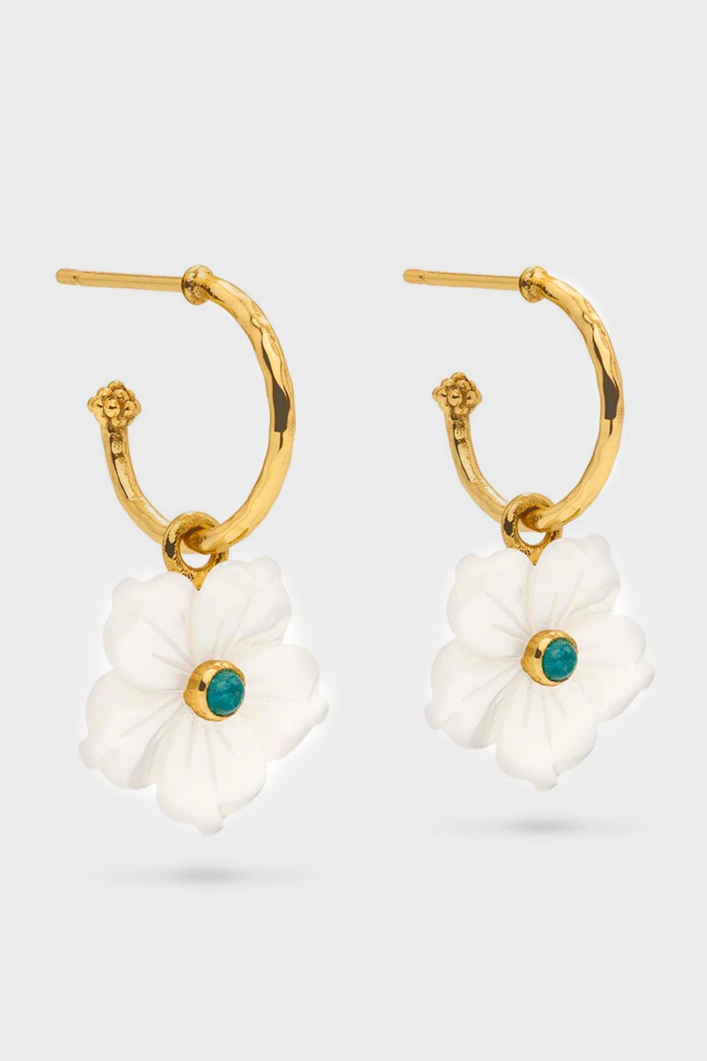 Mermaid Garden Hoop Earrings with Flower Charm