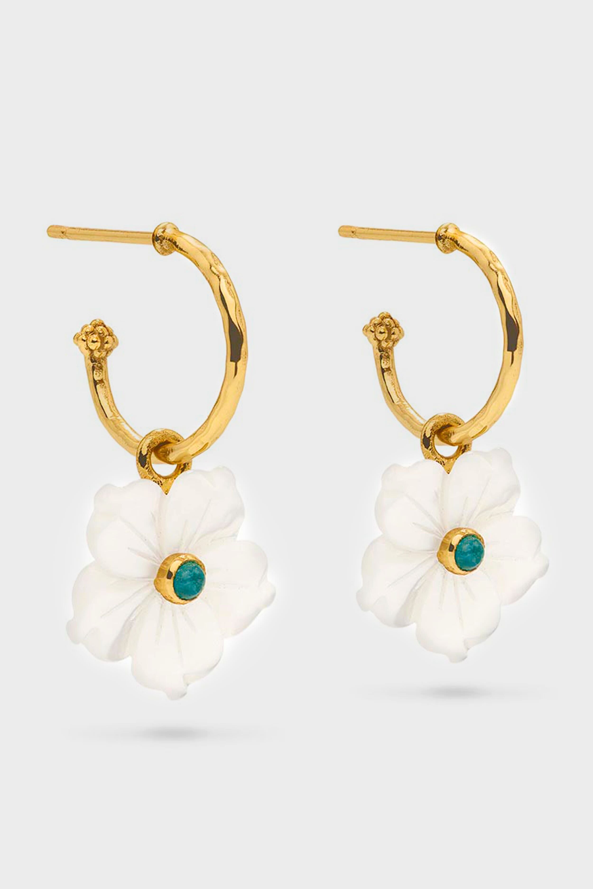 Mermaid Garden Hoop Earrings with Flower Charm