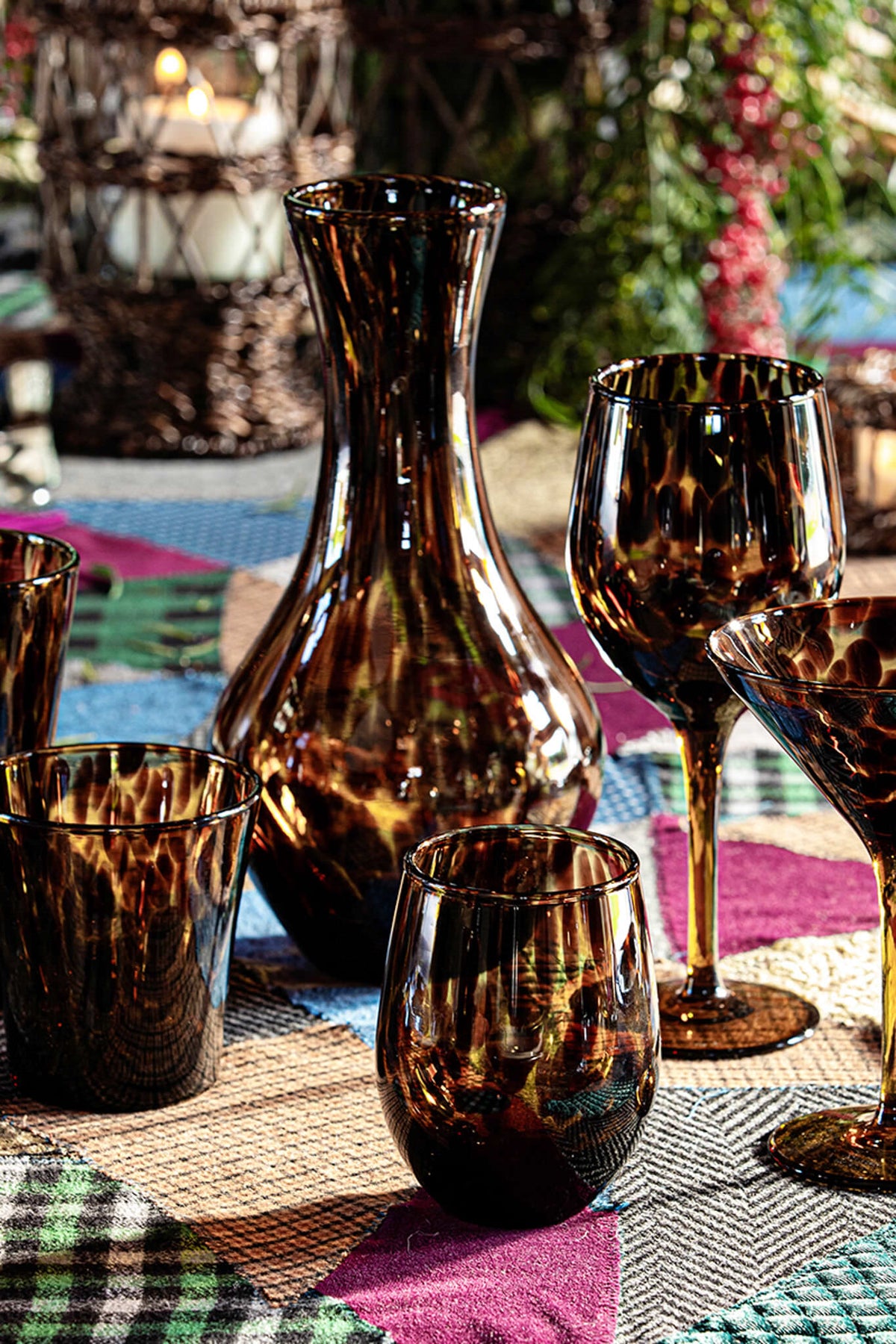 Puro Tortoiseshell Stemless Wine Glass