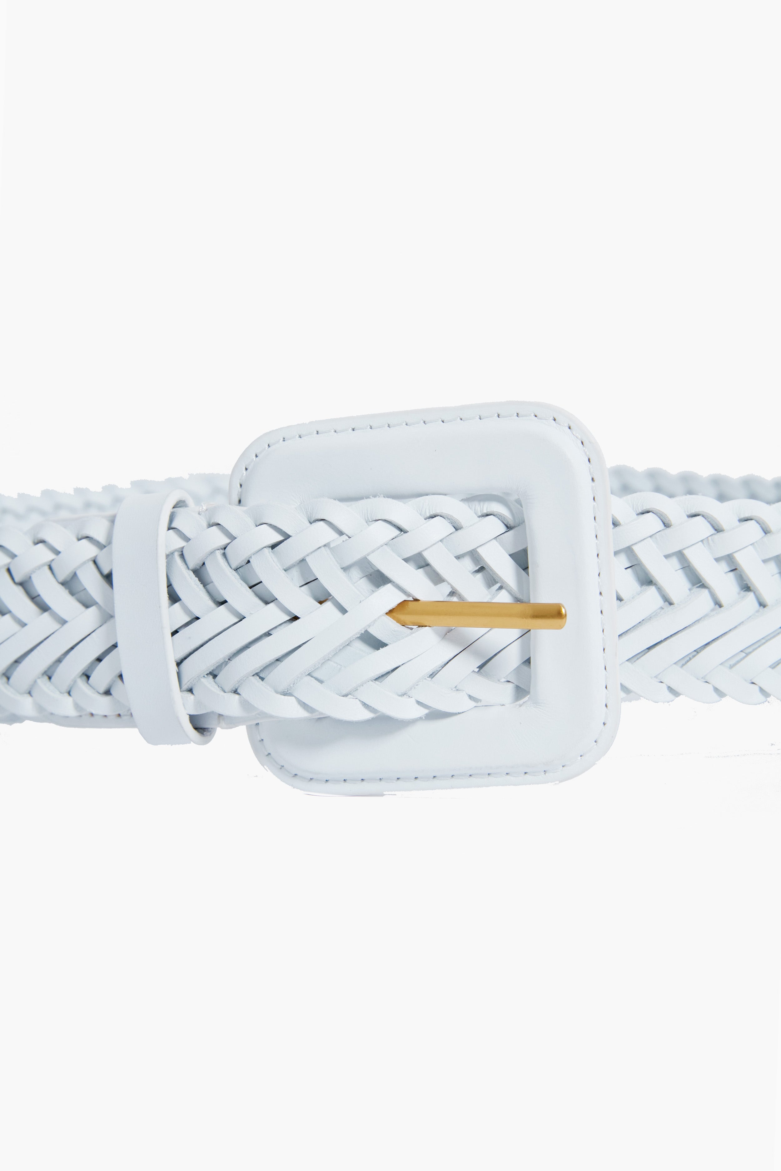 White Vachetta Oliver Thin Woven Leather Belt