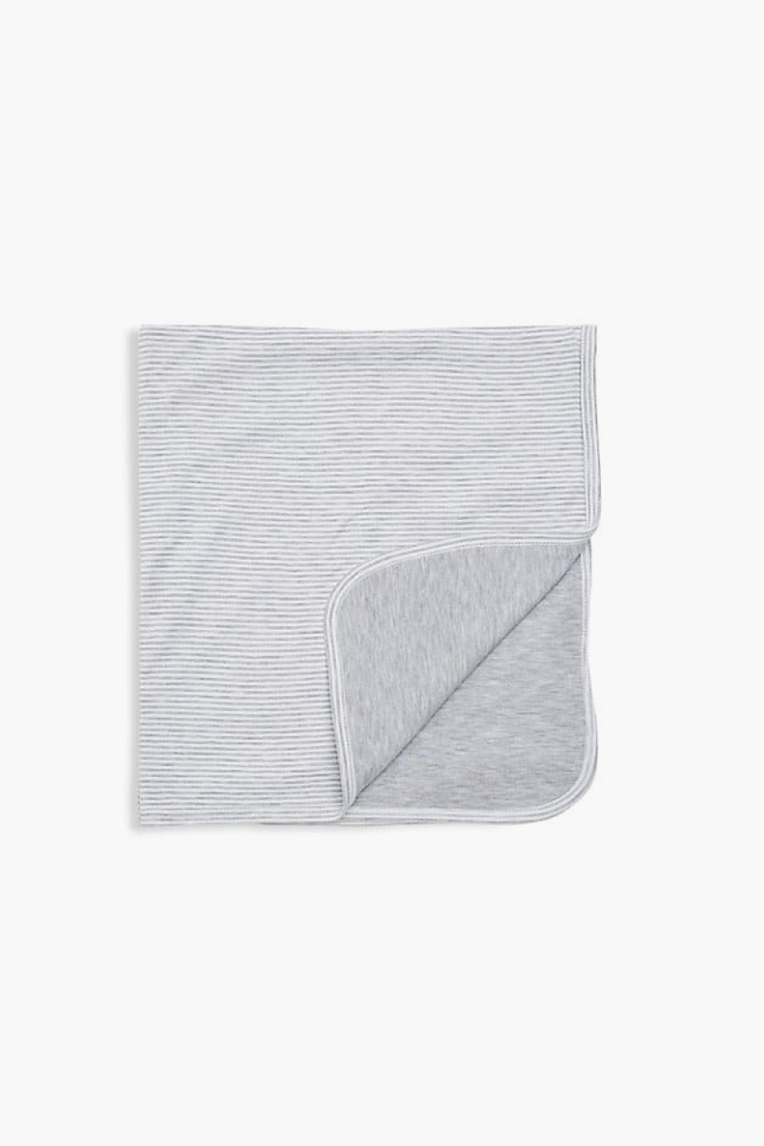 Gray Stripe Classic Rib Blanket