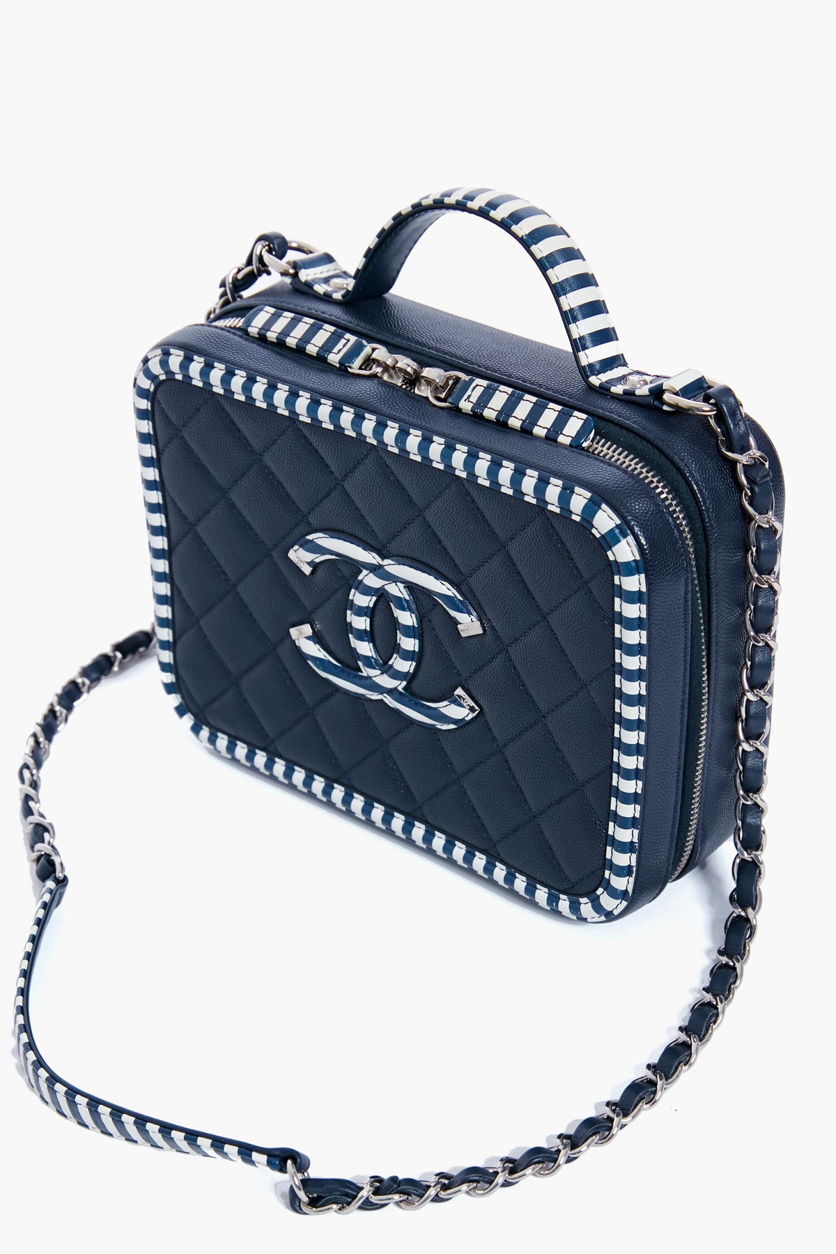 CHANEL Navy Coco Filigree Vanity Bag