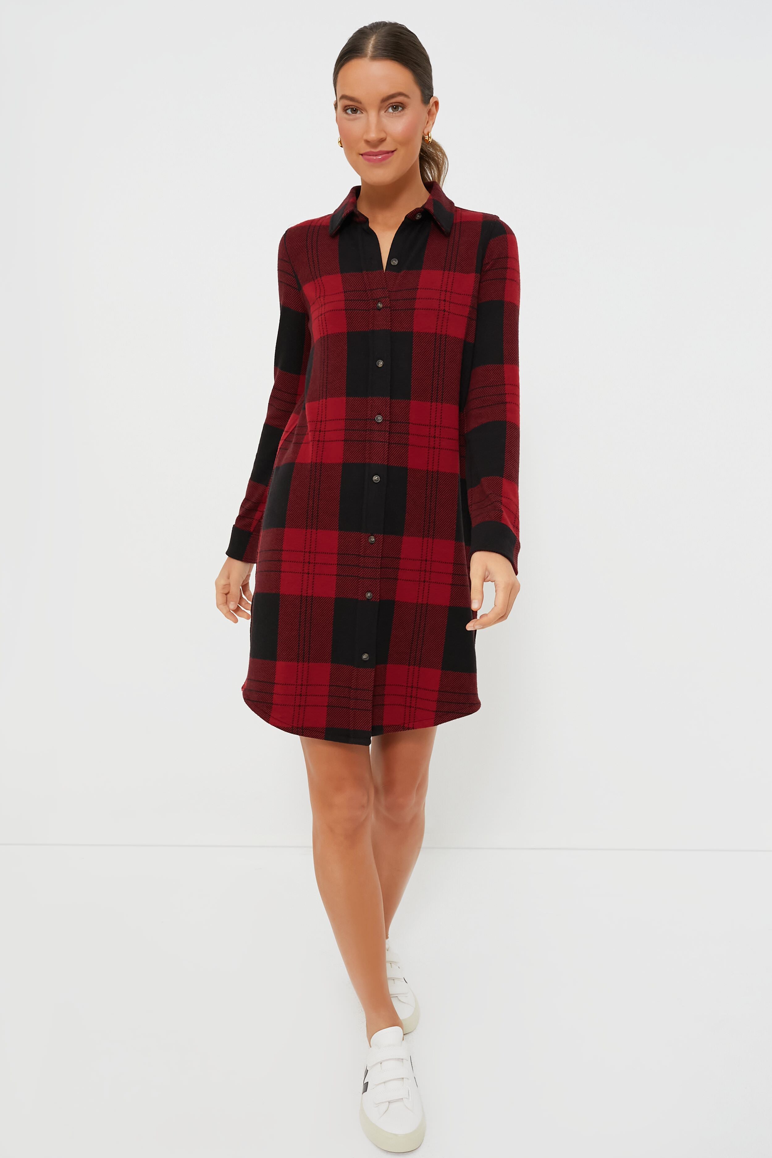 red and black plaid sweater dress Tailored Taste Plaid Sweater Mini Dress - Red/combo