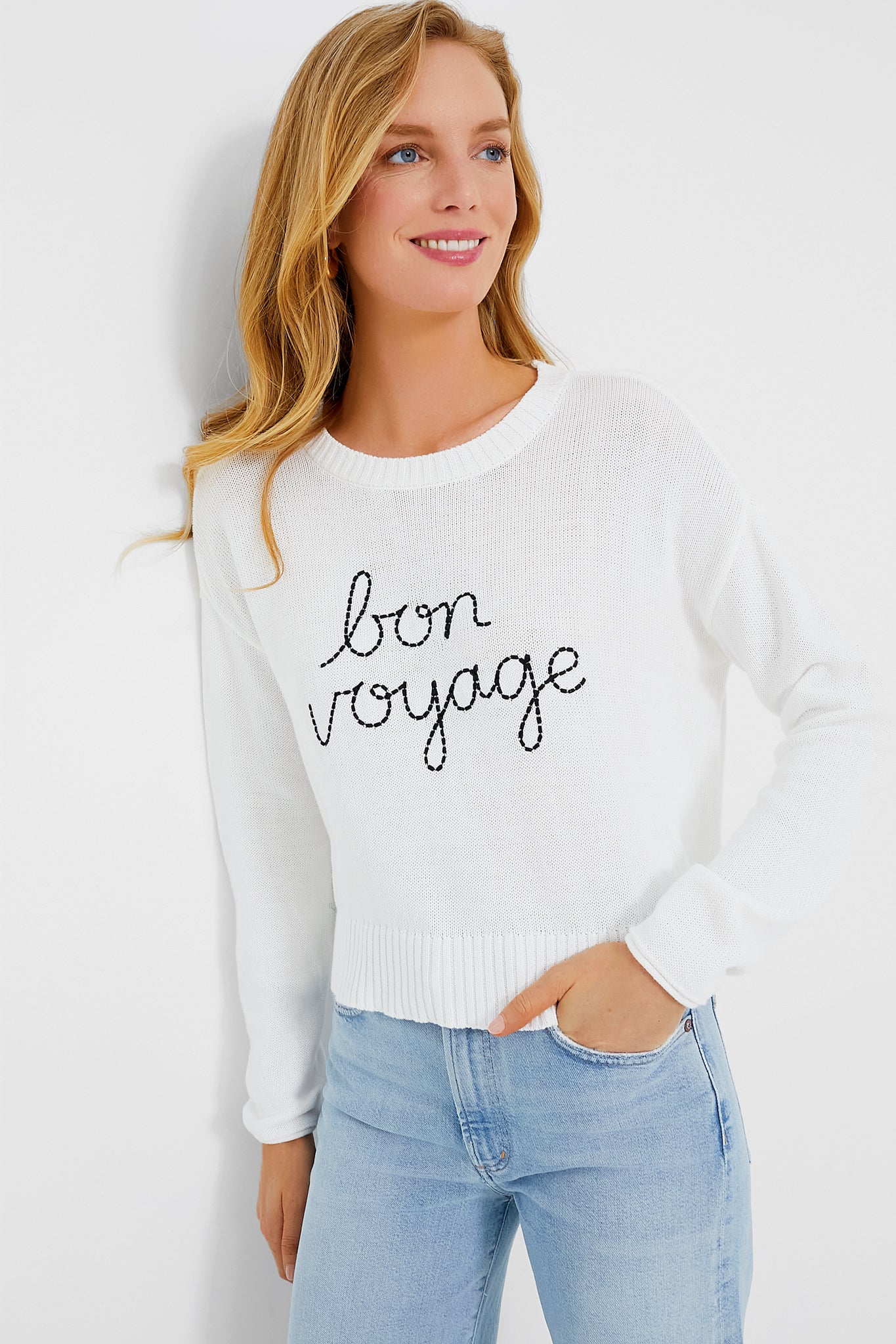 White Bon Voyage Sienna Sweater