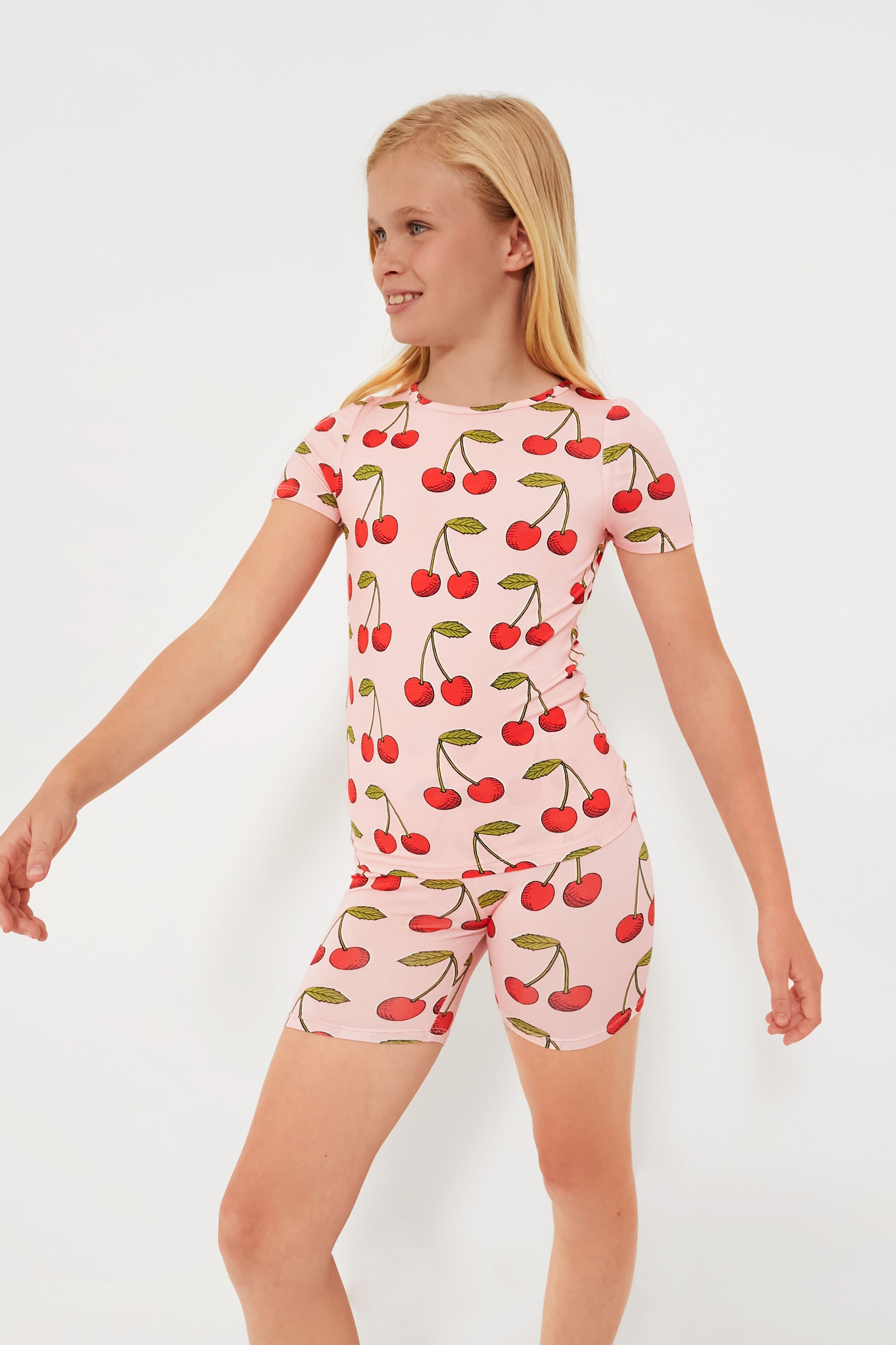 Pink Cherries Kids Bamboo Short PJ Set