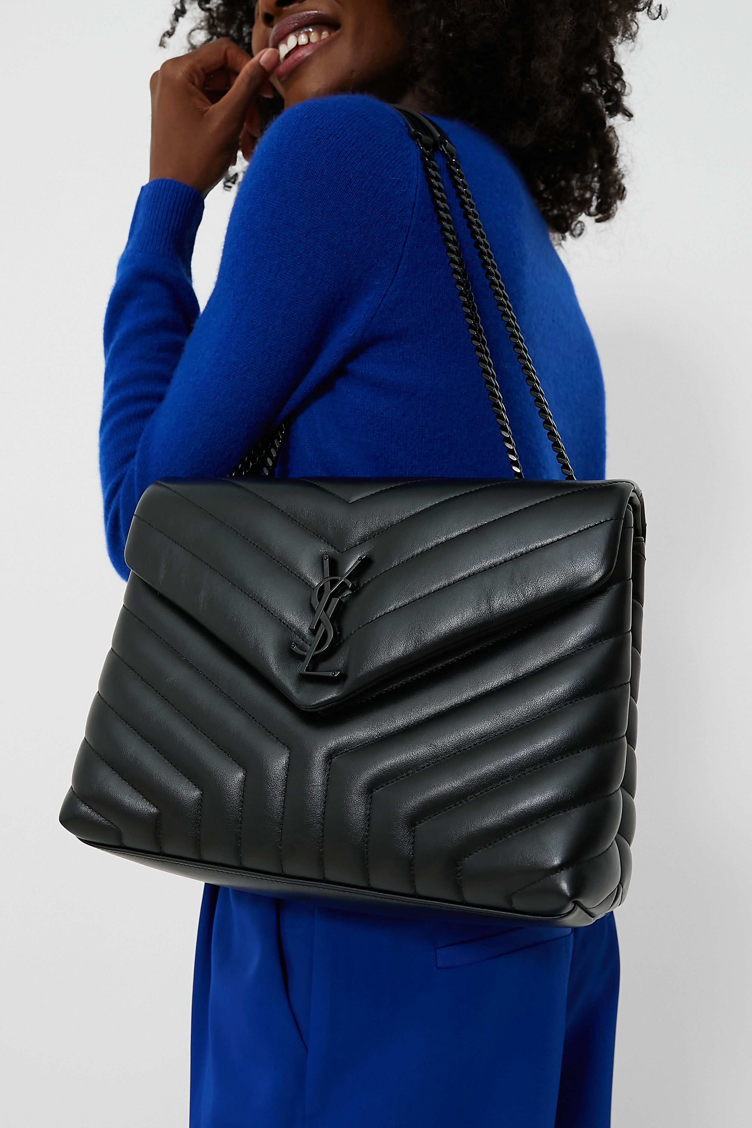 Saint Laurent Black Medium Loulou Monogramme Chain Bag