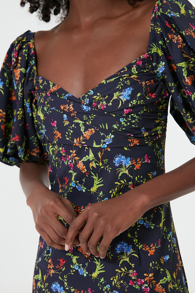 Black Tropical Floral Bridget Dress