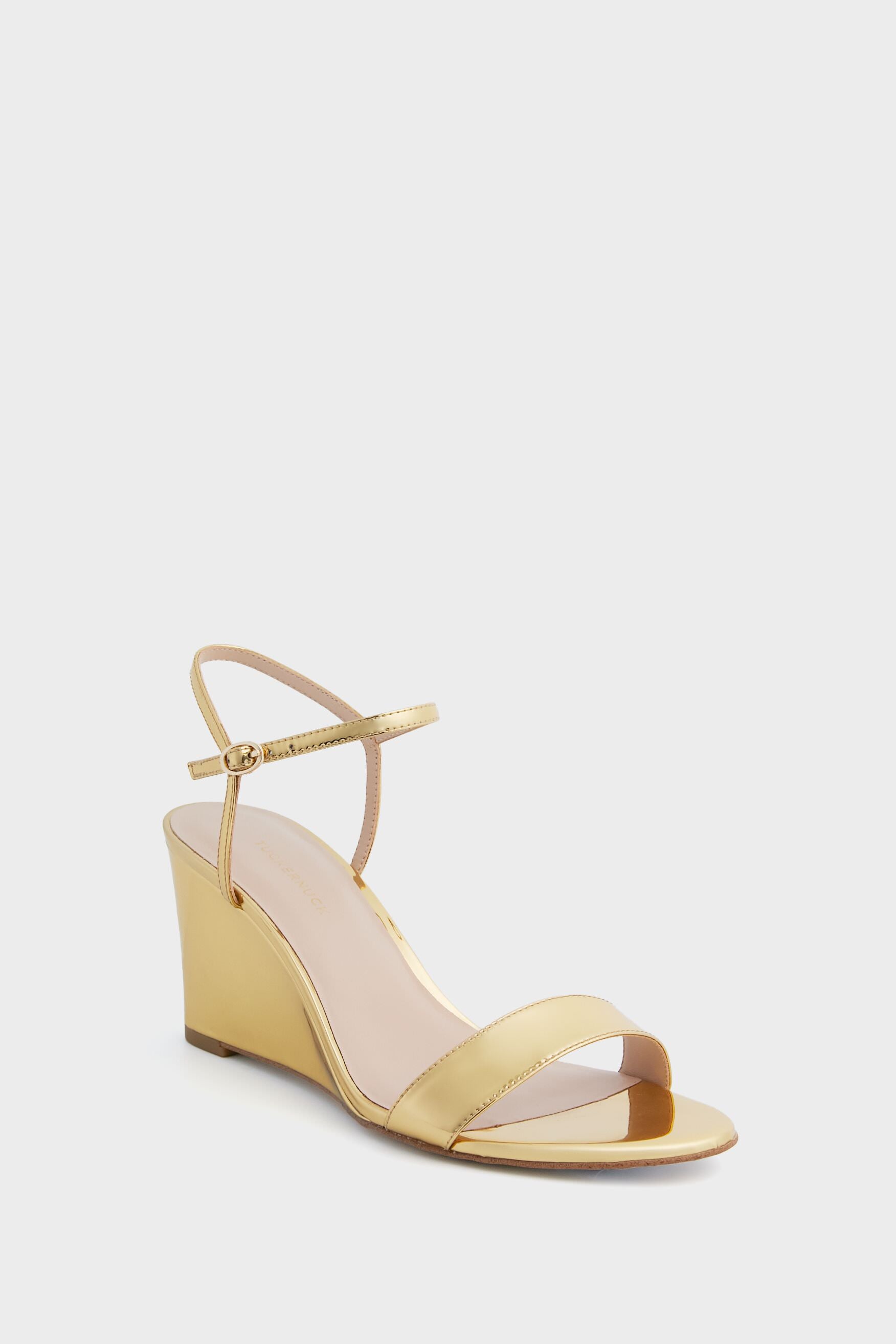 Schutz Women's Deonne Leather Wedge Sandals In Gold | ModeSens