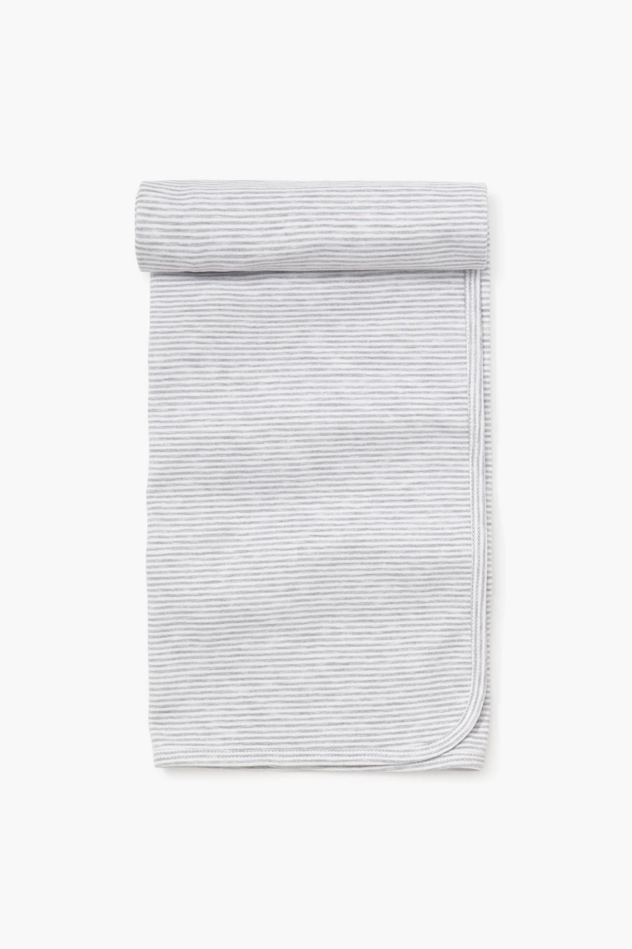Gray Stripe Classic Rib Blanket