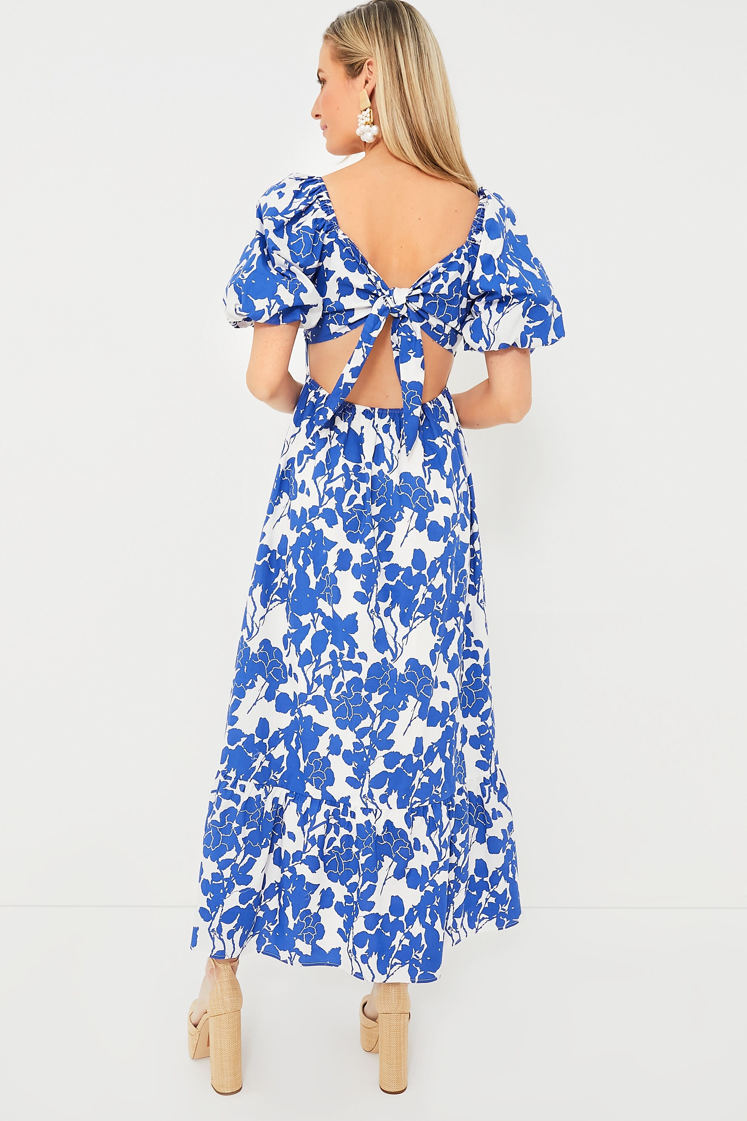 Blue Floral Seaport Midi Dress