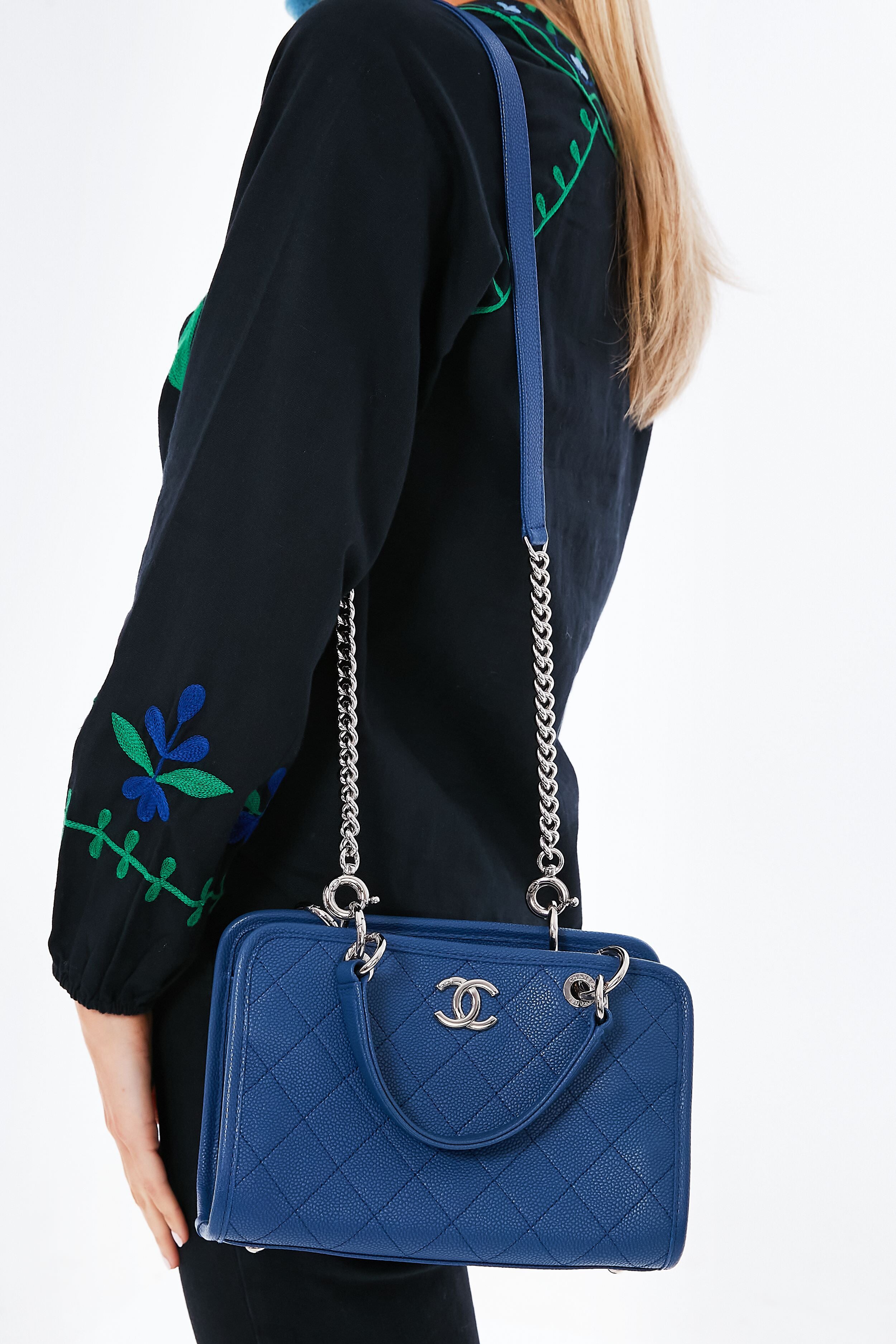 CHANEL Blue Caviar Stitched Shopping Tote