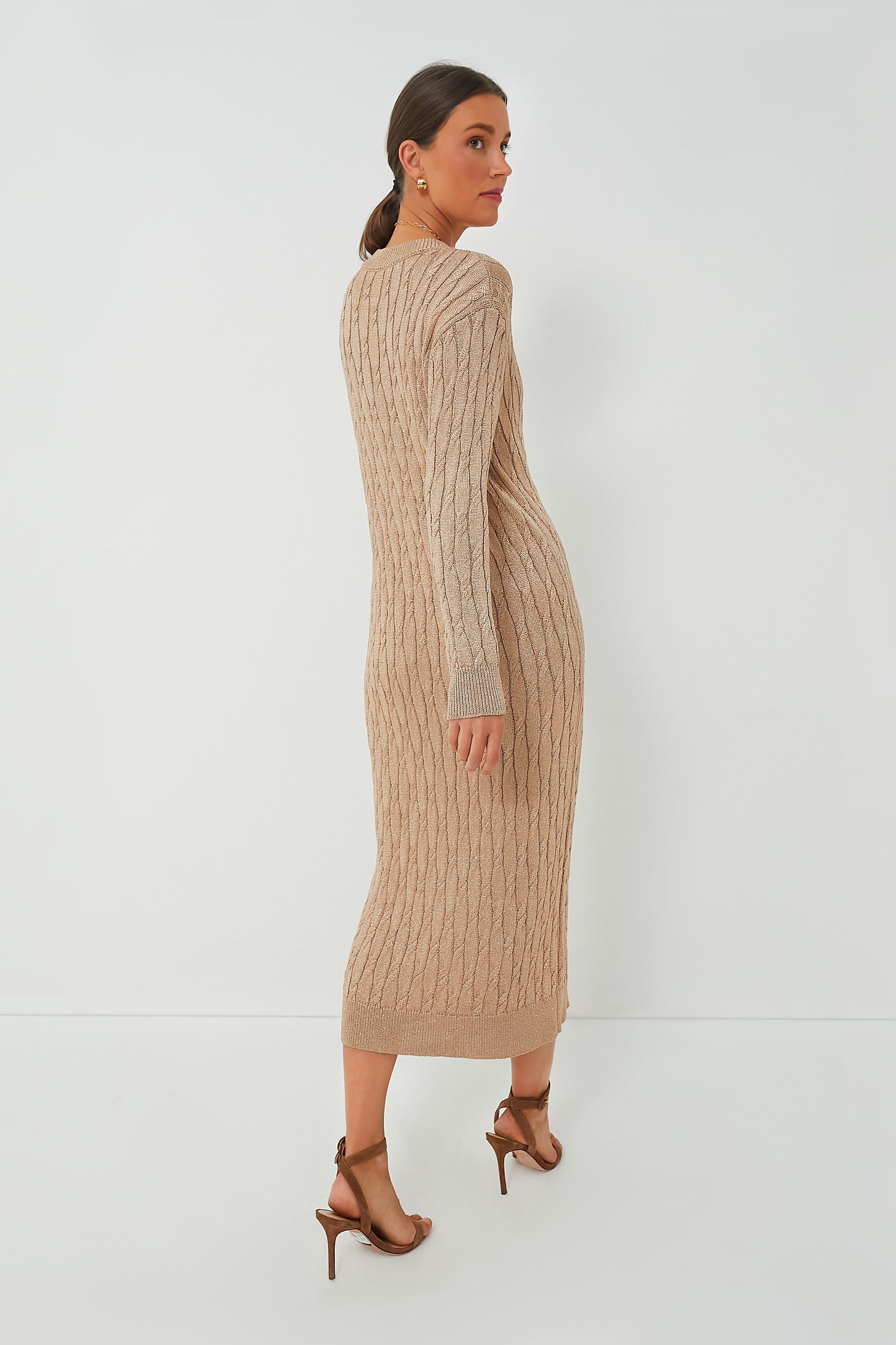 Gold Cable Knit Midi Dress | Tuckernuck