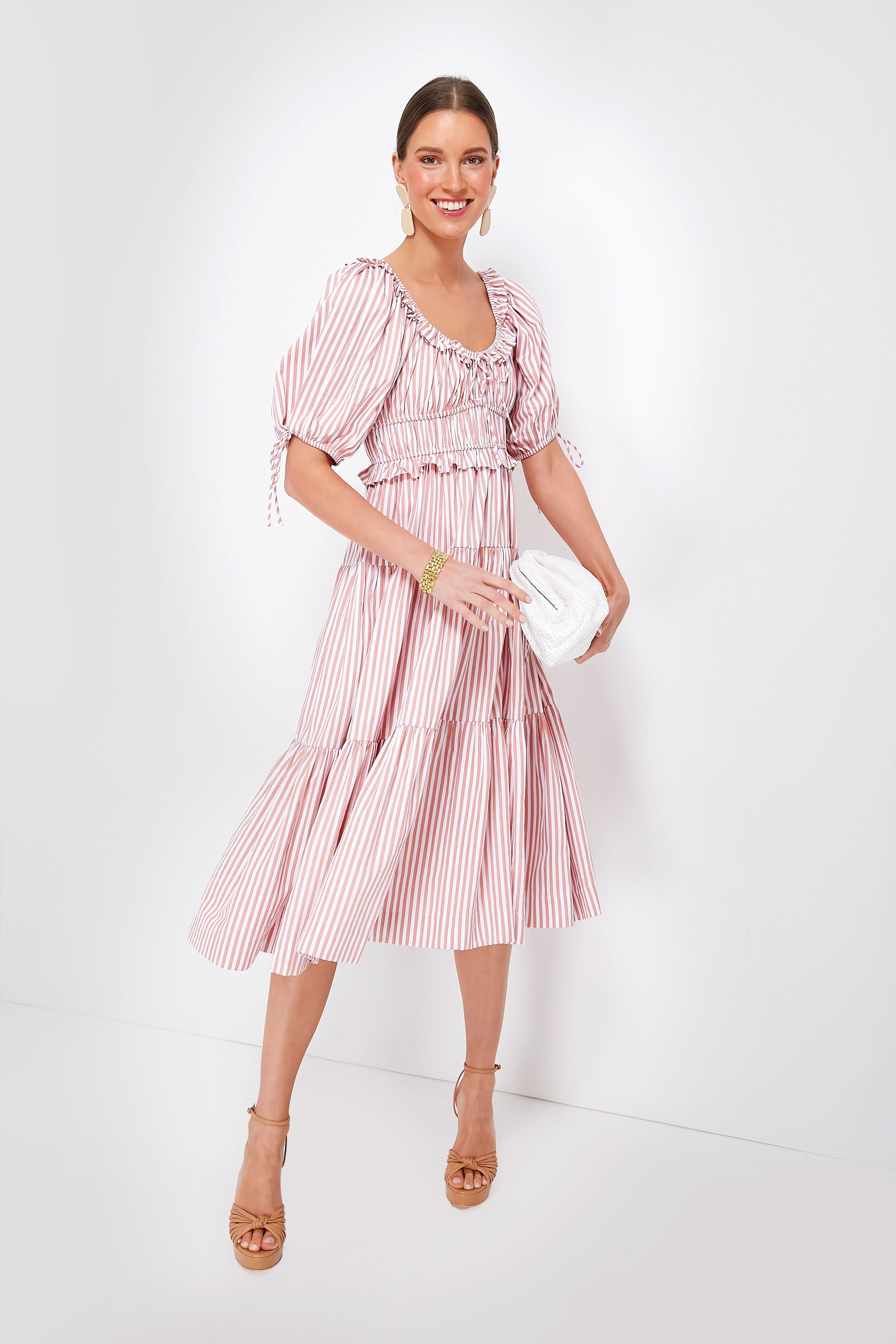 Pink Striped Brielle Midi Dress