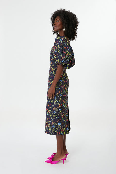 Black Tropical Floral Bridget Dress