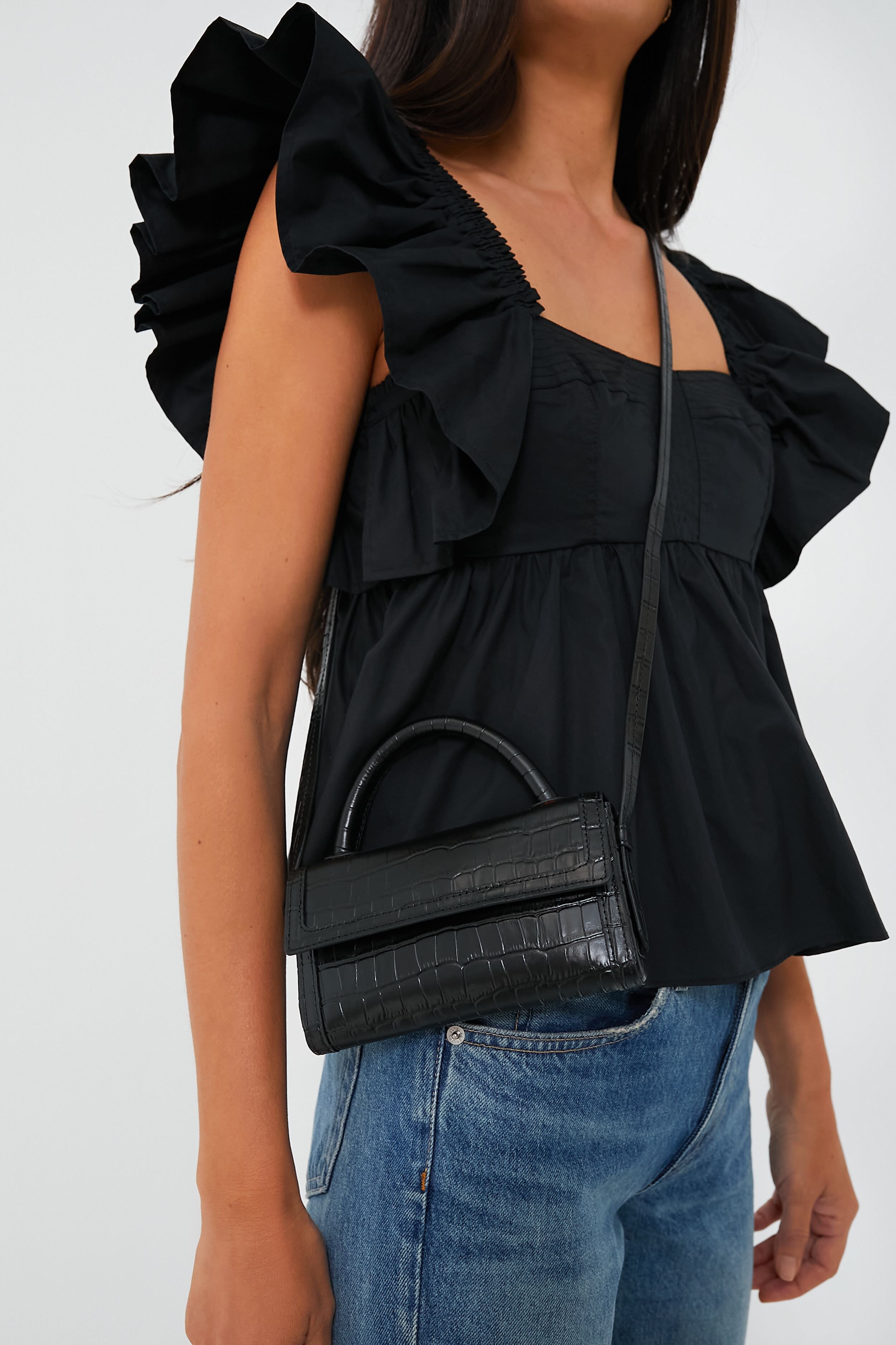 Exclusive Black Croc Phone Crossbody