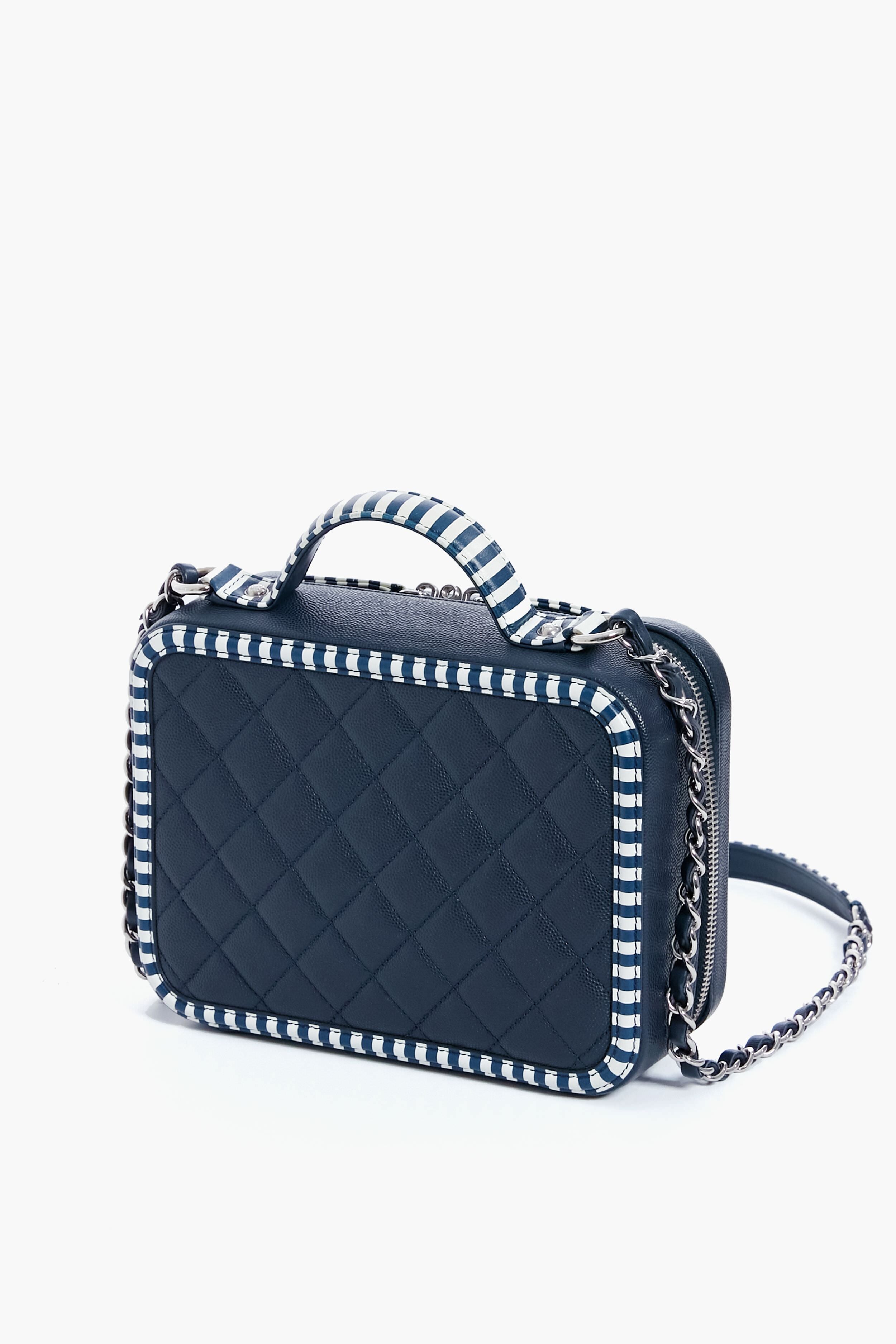 CHANEL Navy Coco Filigree Vanity Bag