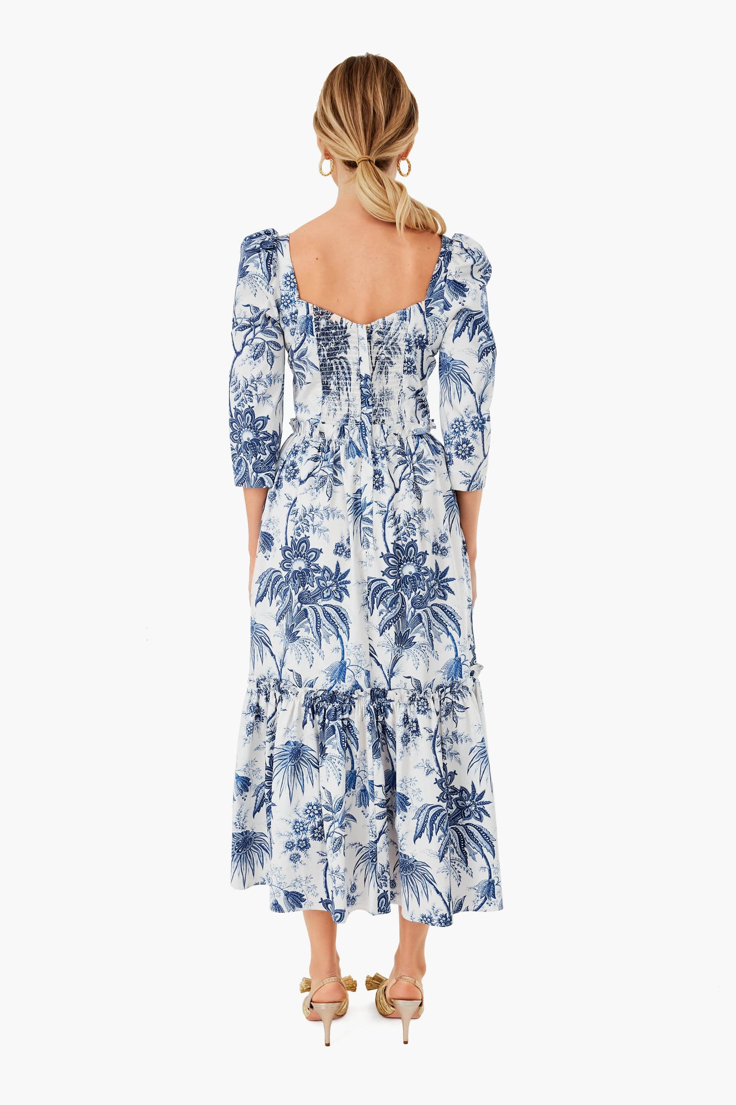 Jacobean Toile Navy Blue Hill Dress