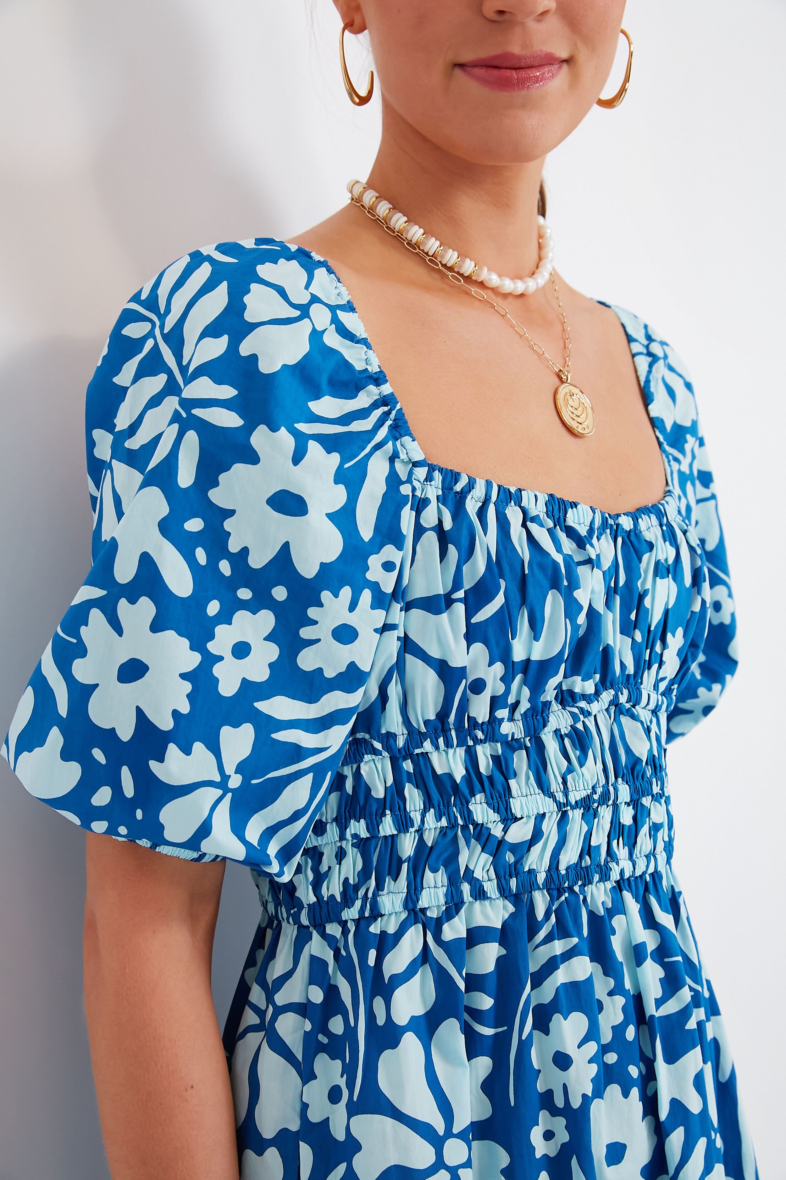 FAITHFULL THE BRAND Marinelli Mini Dress in Sidra Floral Print Blue