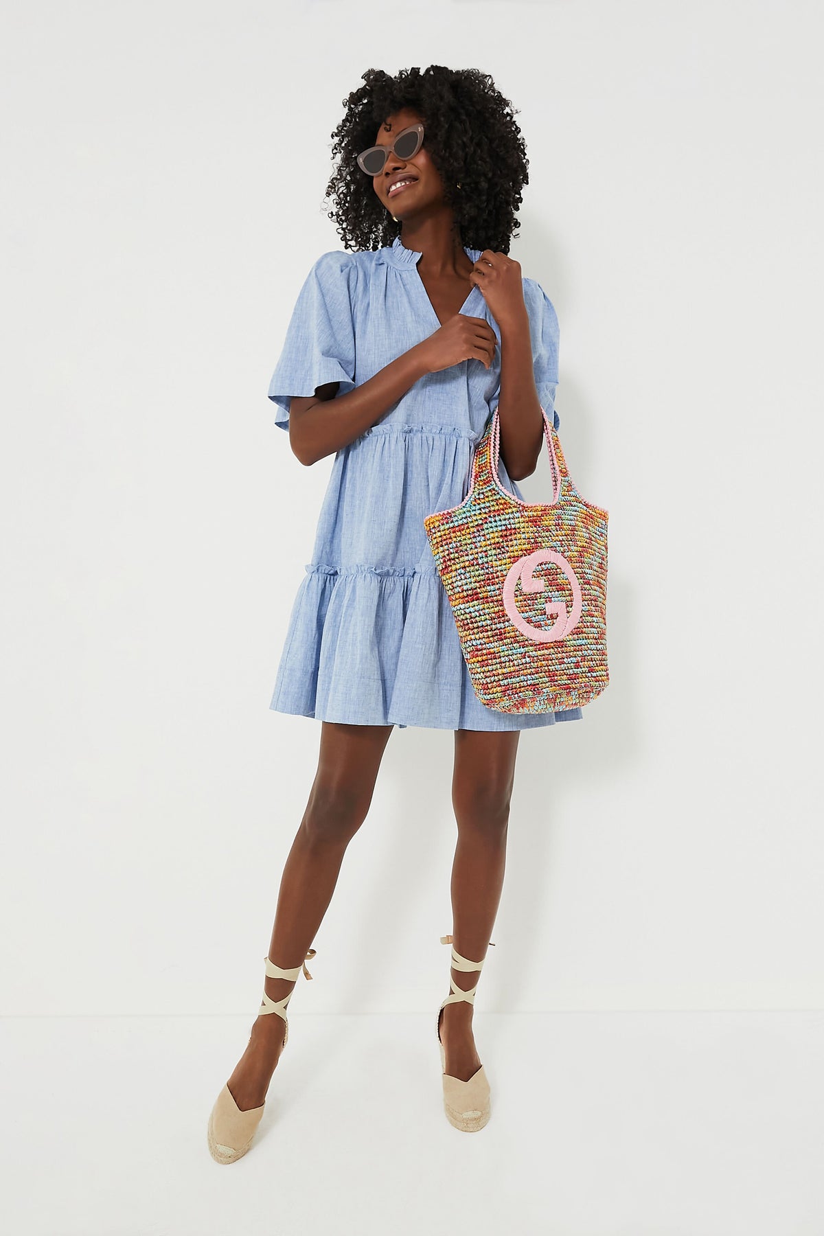 Gucci Multicolor Raffia Effect Bag