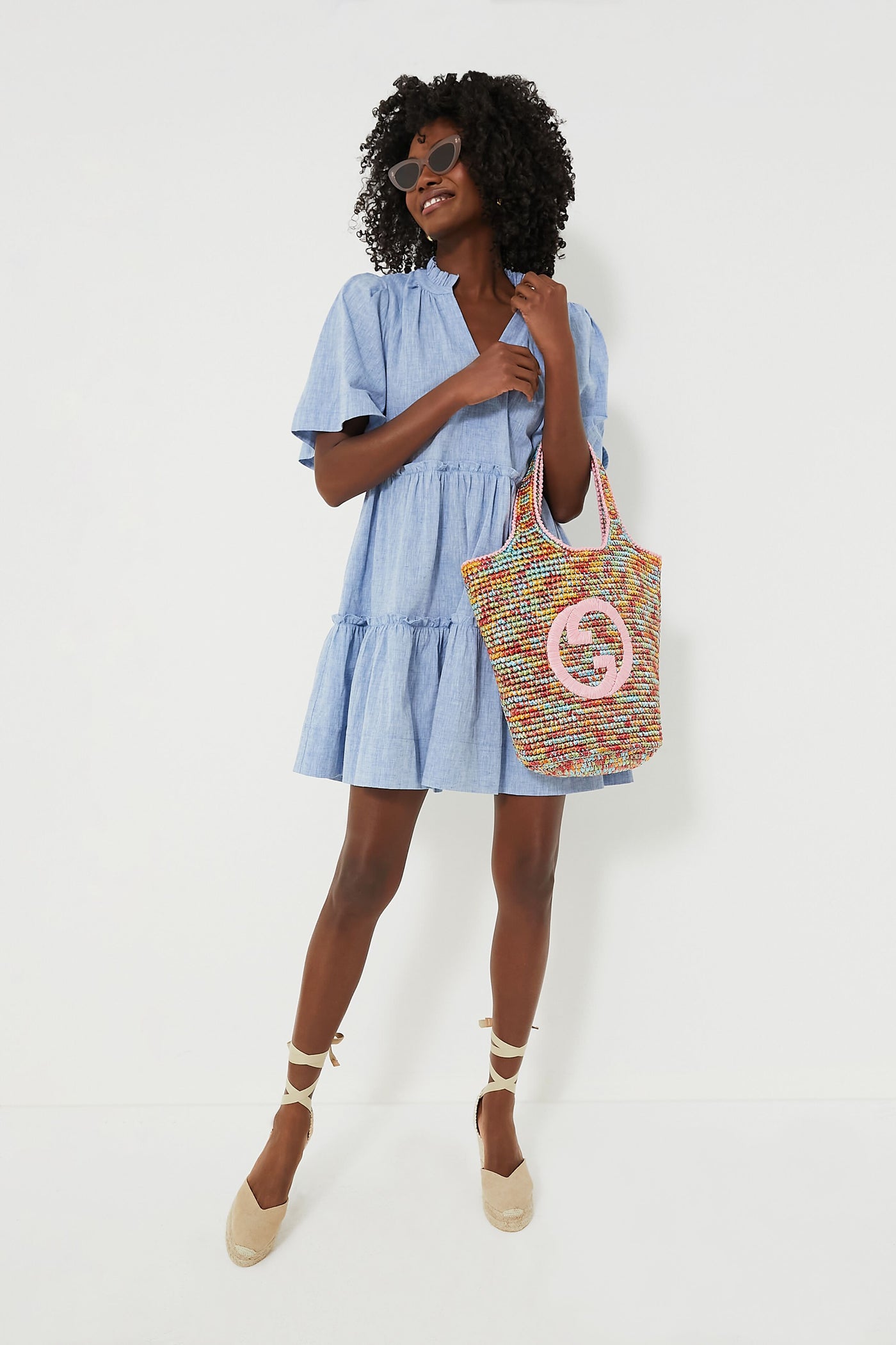 Gucci Multicolor Raffia Effect Bag