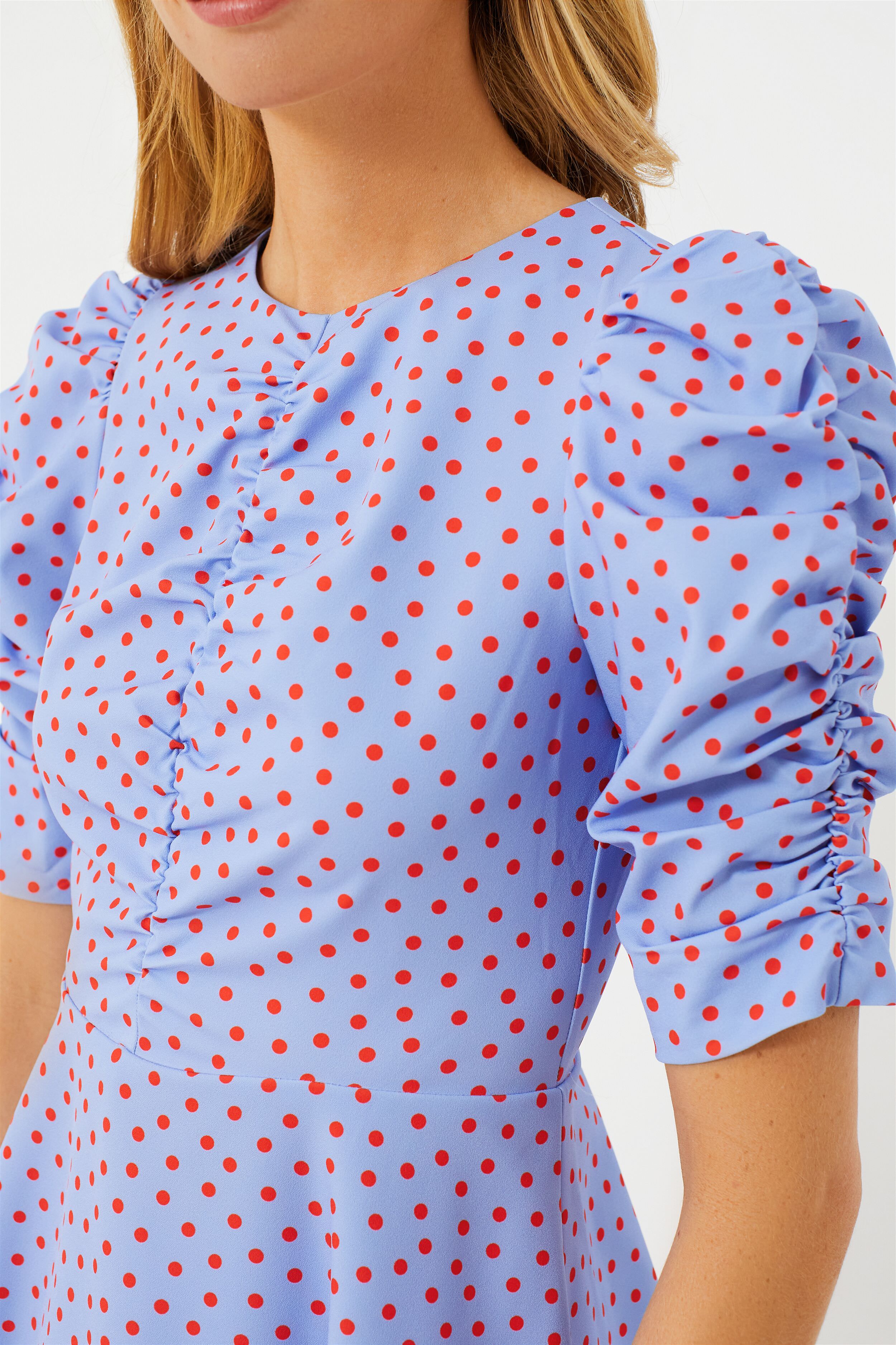 Cosmic Zen Spring Time Dot Ruched Top