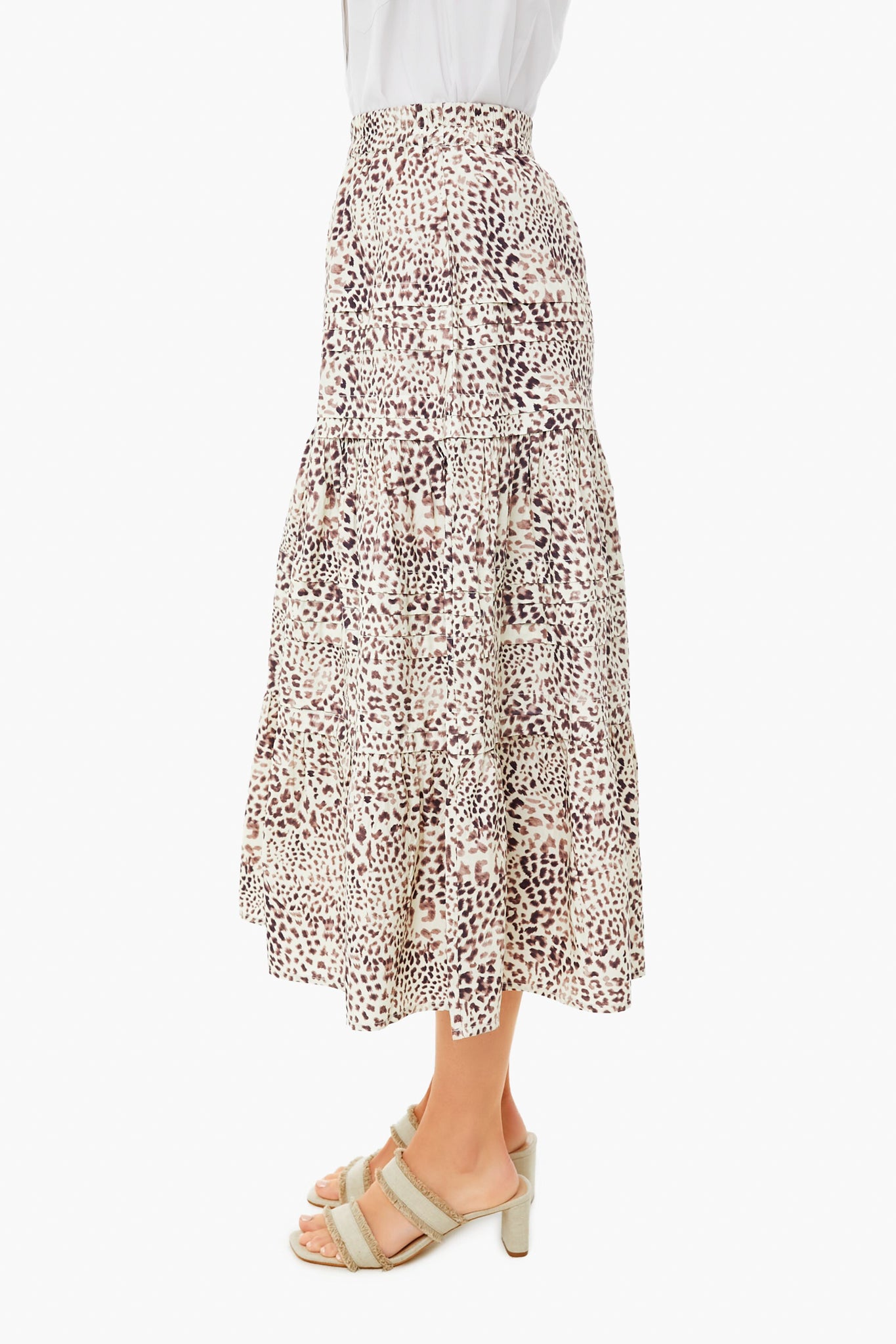 Day Calla Cheetah Pintuck Midi Skirt
