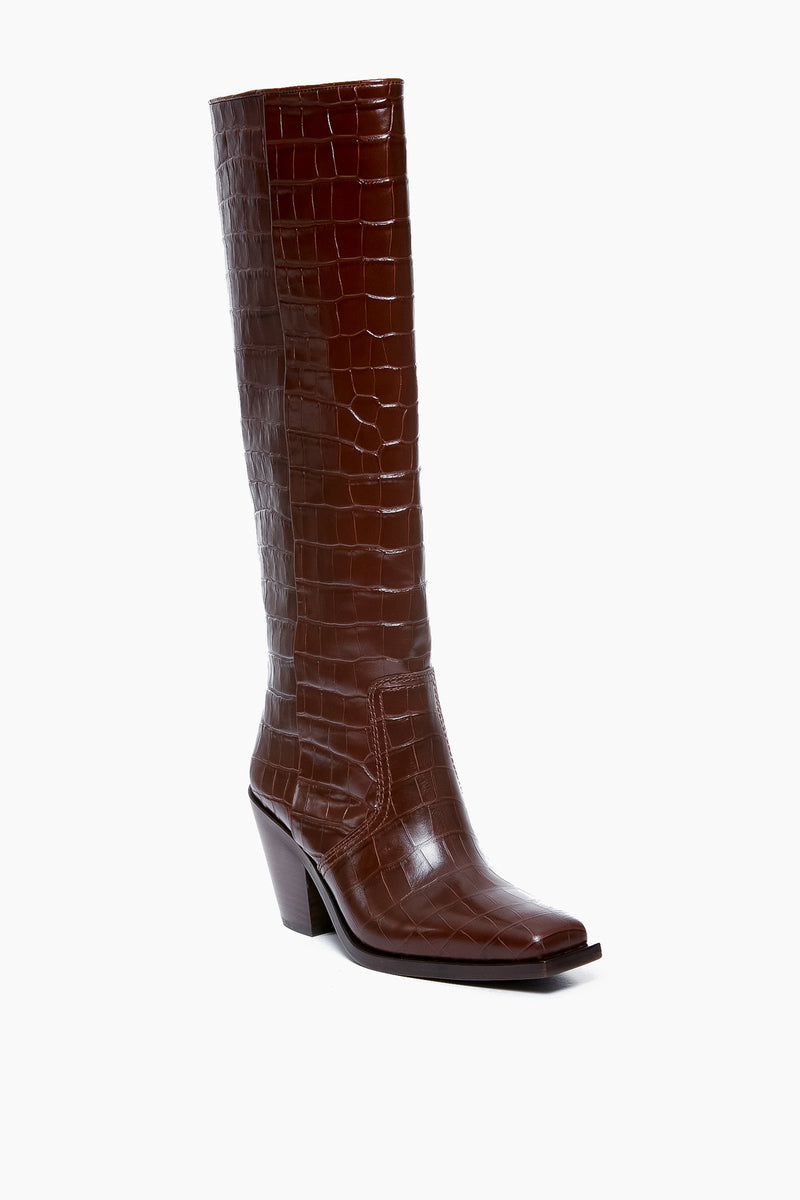 Dark Brown Croc Lynn Boots Loeffler Randall