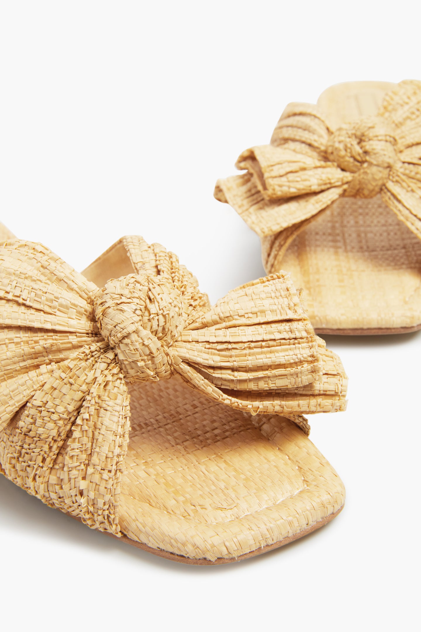 Natural Pleated Straw Daphne Flats