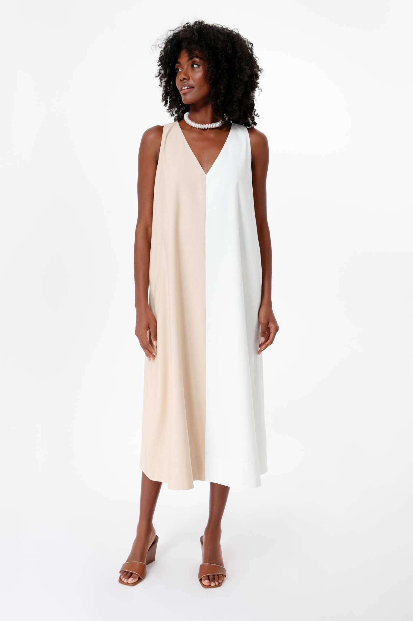Buy White Handloom Tissue Lurex Stripes Pattern V Neck Goa Dress For Women  by Shorshe Clothing Online at Aza Fashions.
