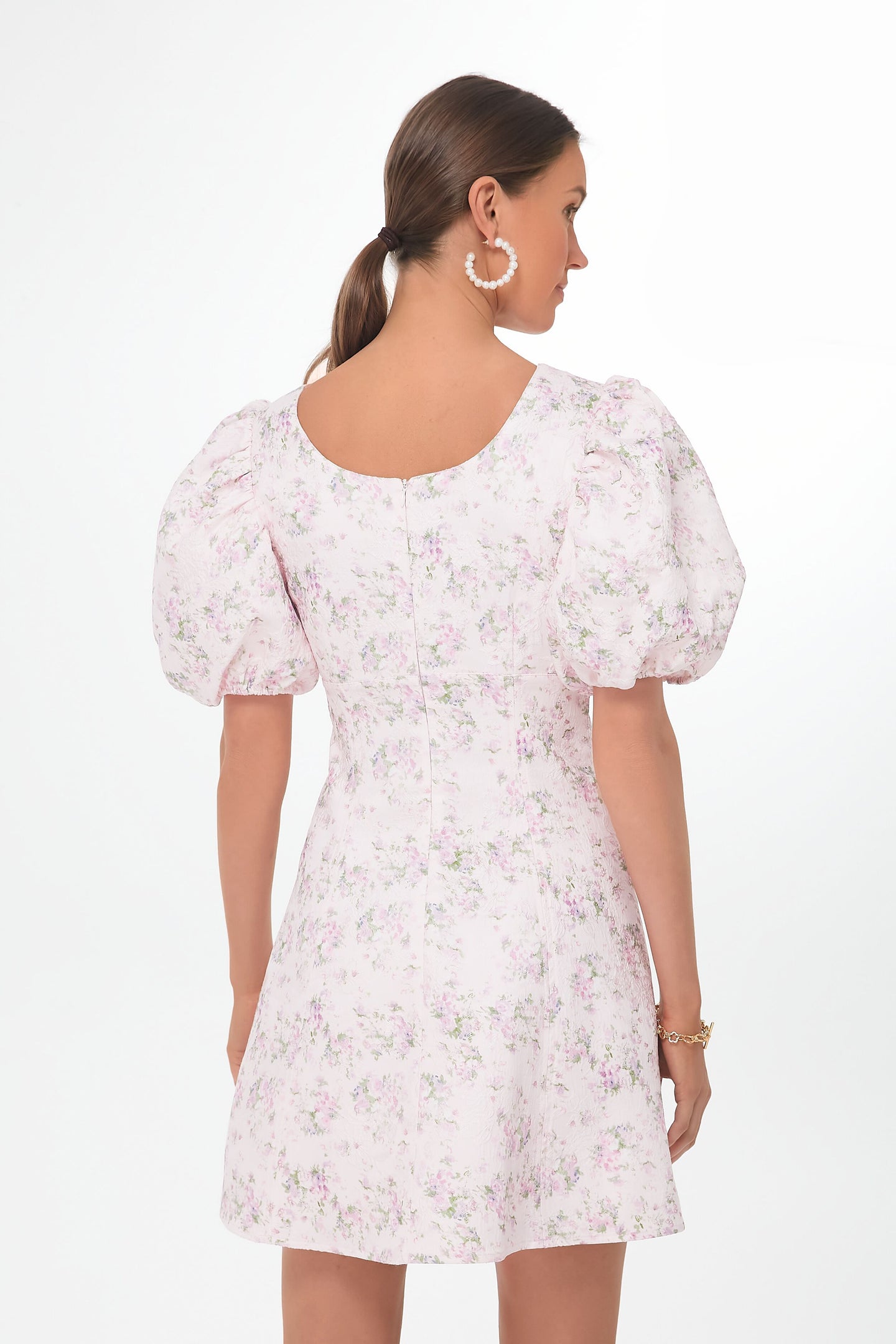 Pink Jacquard Empire Ella Mini Dress