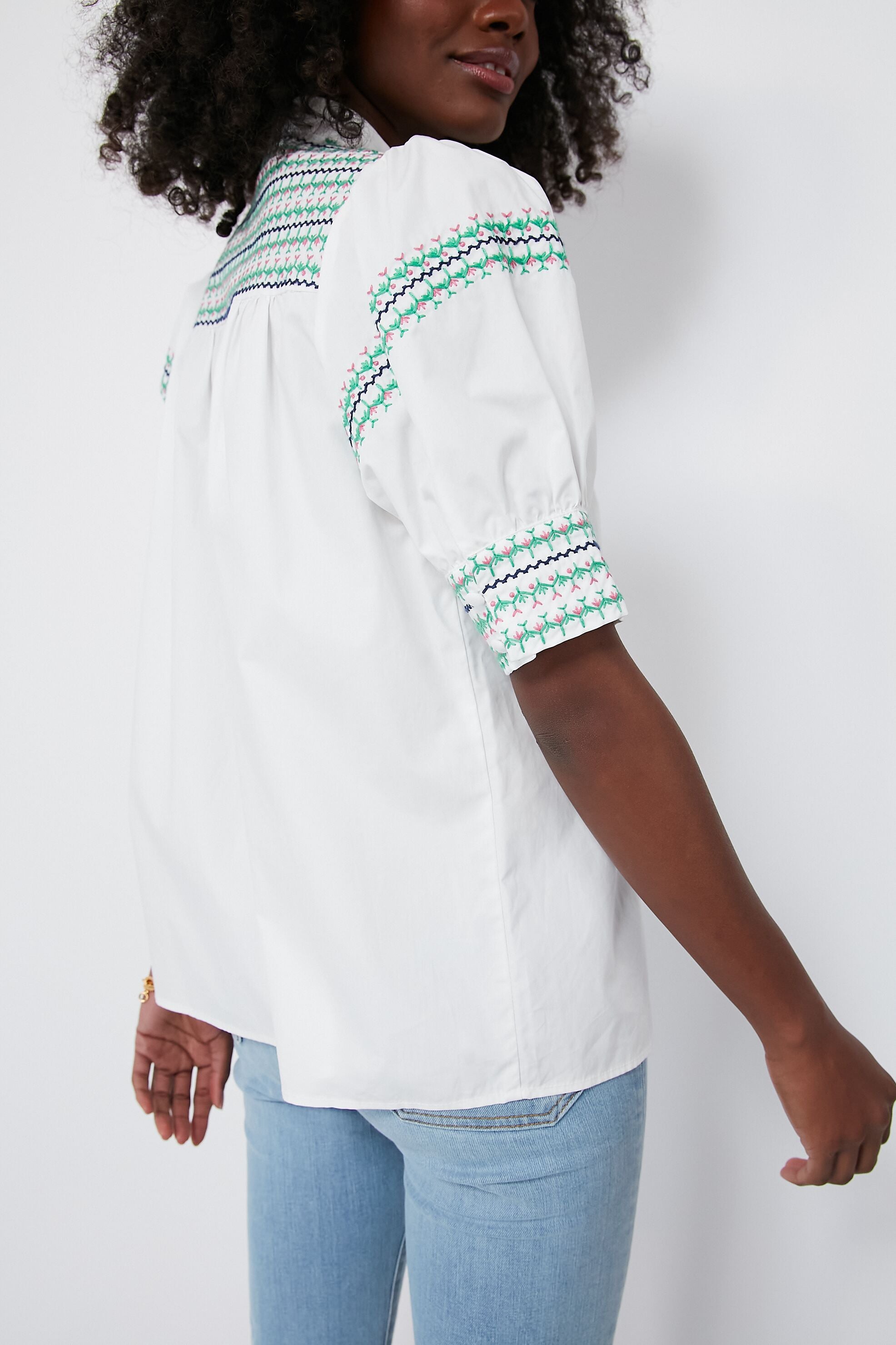 White Embroidered Saylor Shirt