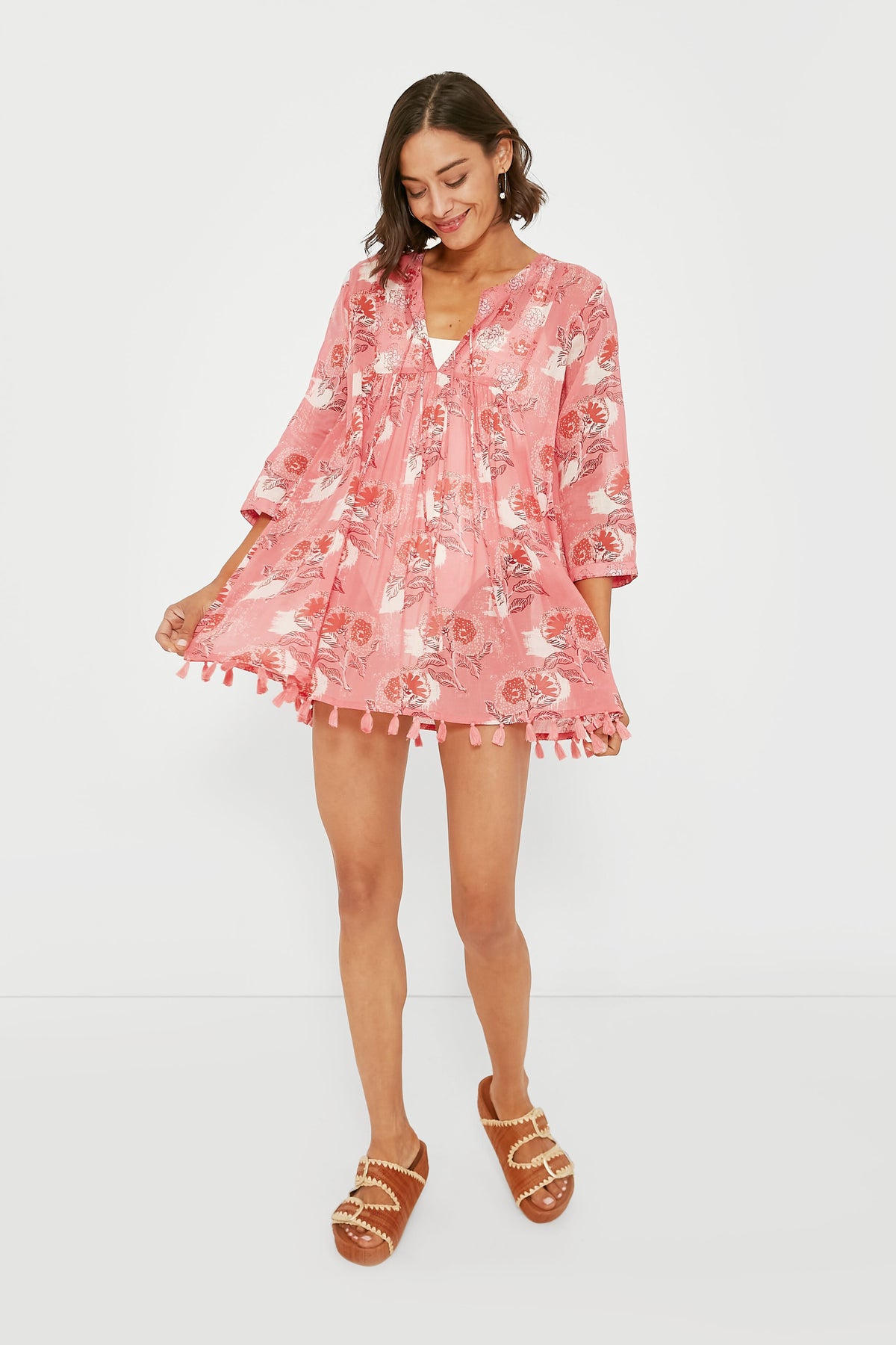pink dress with brown sandals SUMMER STROLL FLORAL CHIFFON MAXI DRESS – AKIRA main image 0