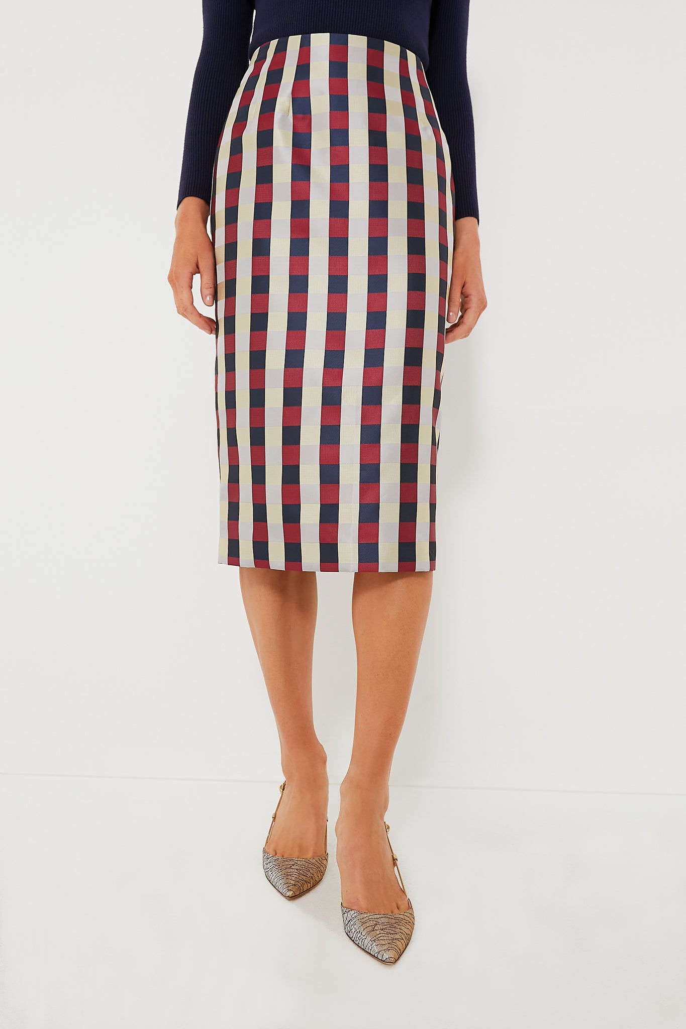 Bordeaux Check Jacquard Cynthia Skirt