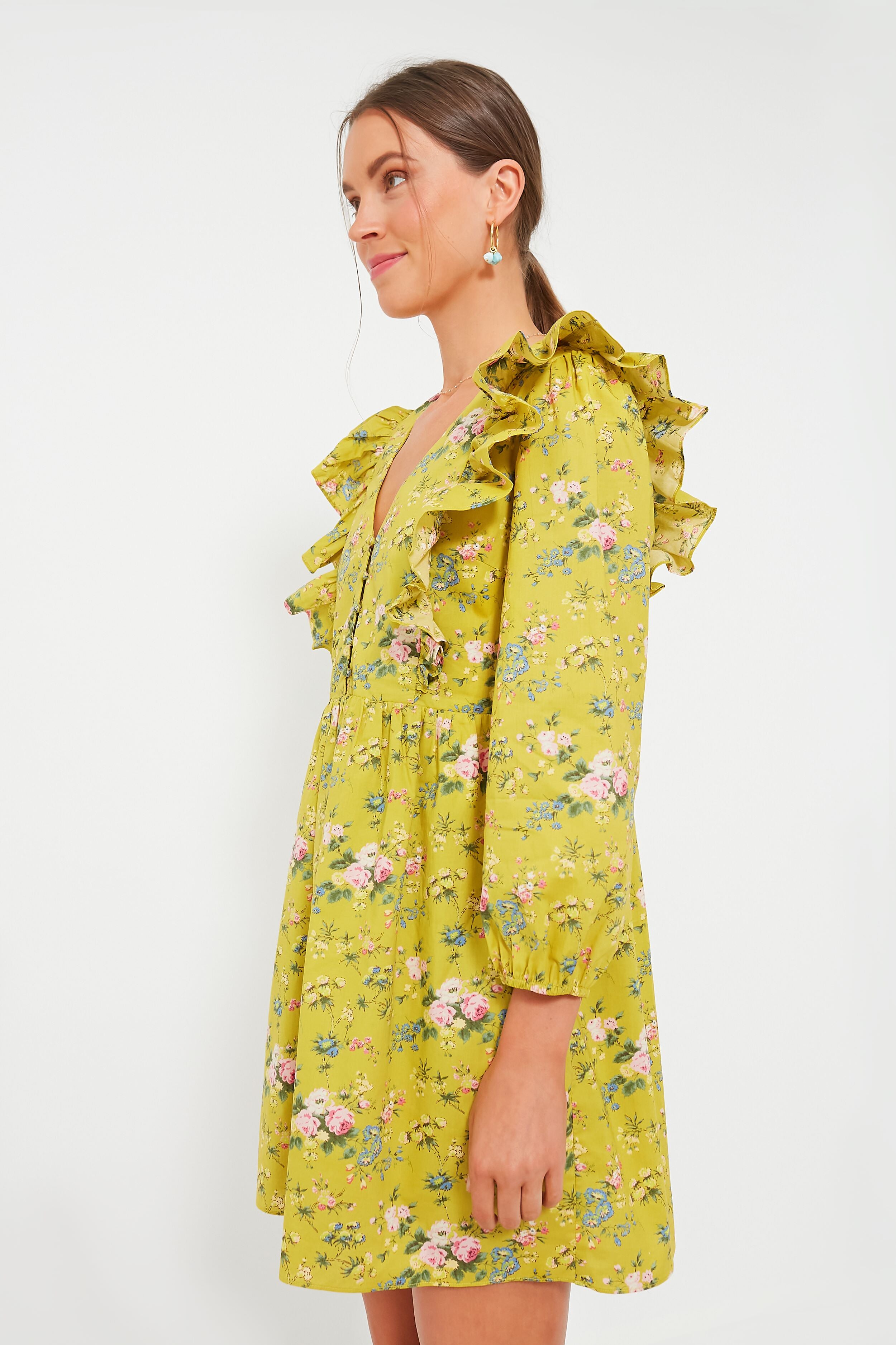Green Floral Ruffle Reese Mini Dress | Hyacinth House | Tuckernuck