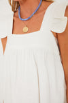 White Hazel Flutter Sleeve Dress