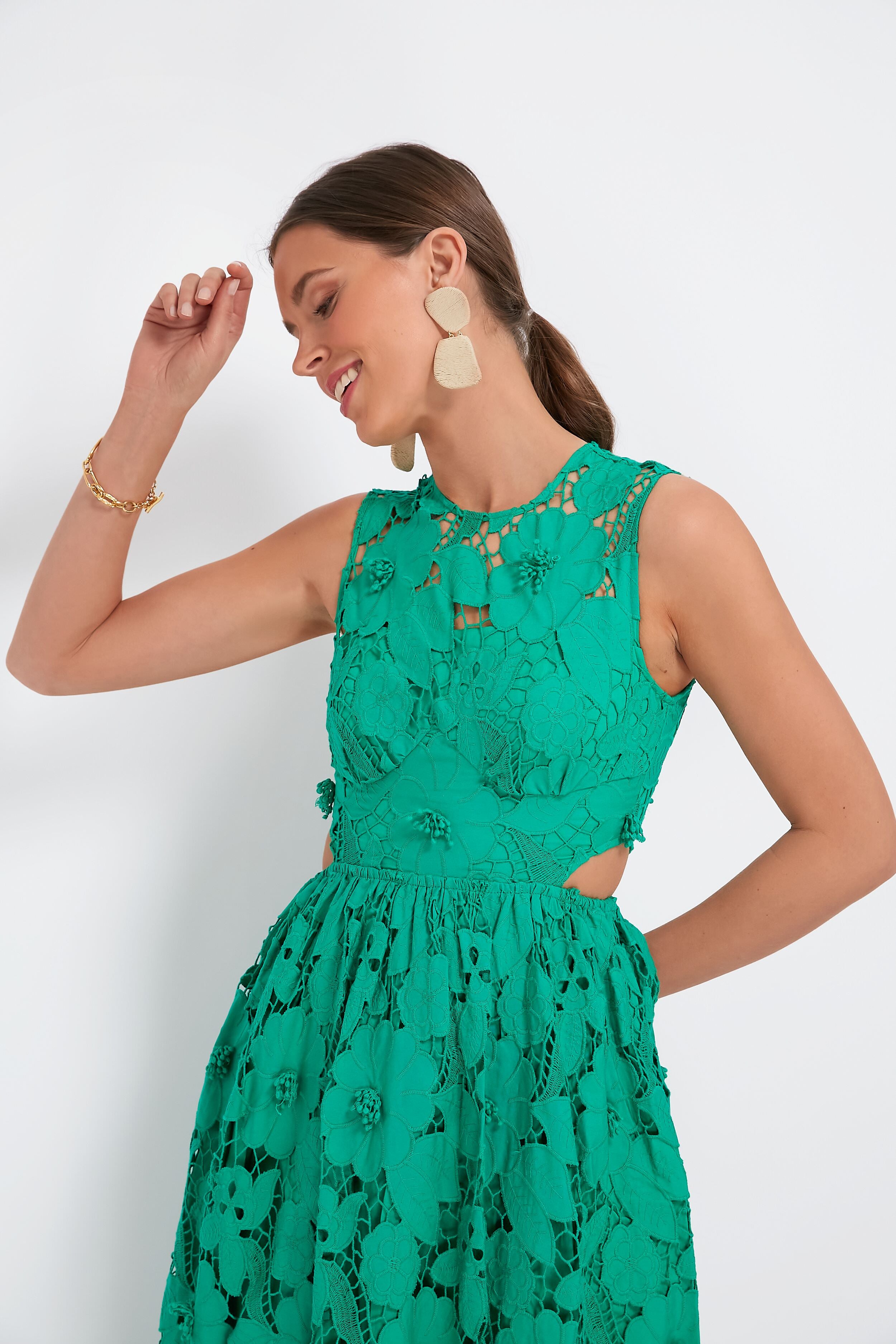 SELF PORTRAIT - Cotton Lace Midi Dress