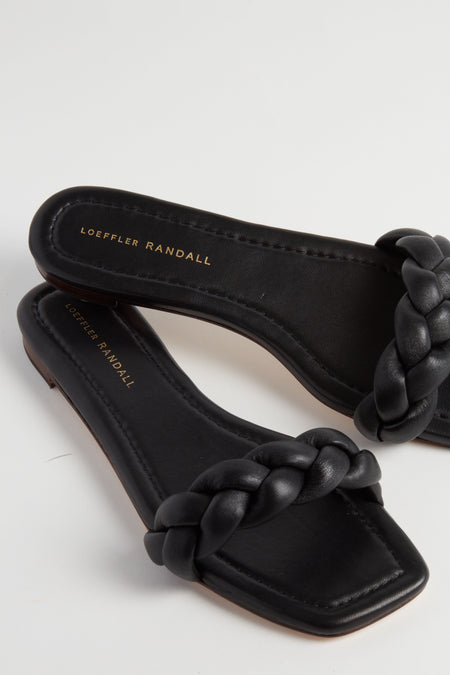 Black Nappa Jackson Braided Band Sandals