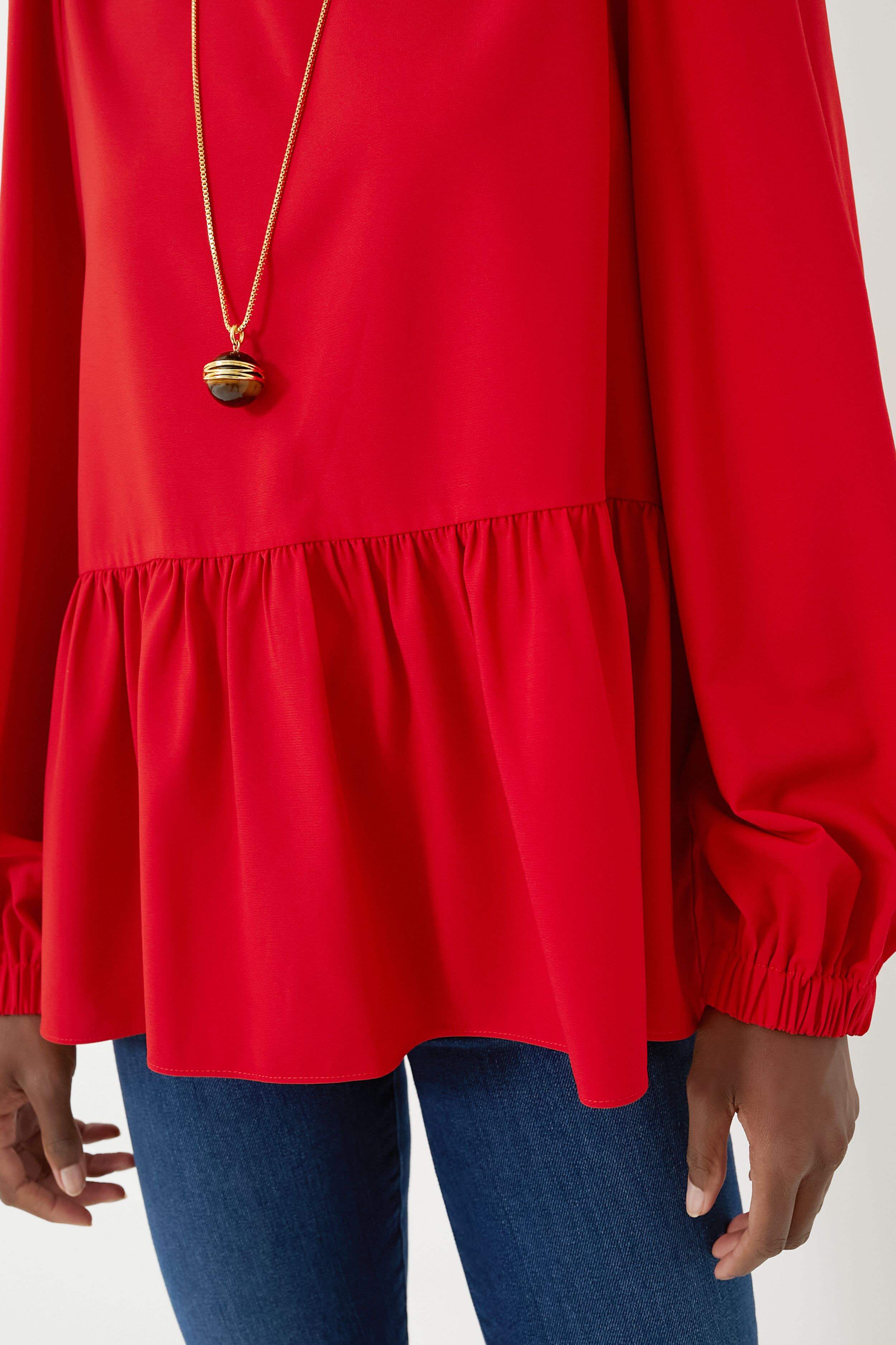 Monteau red peplum blouse in 2024
