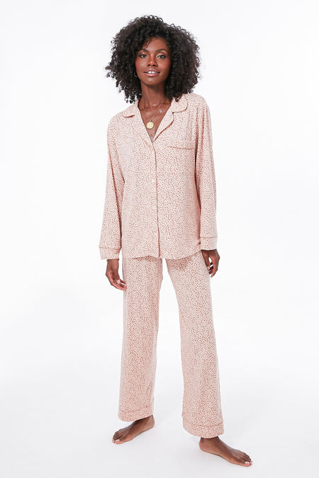 Animal Hearts Mocha Long PJ Set Eberjey