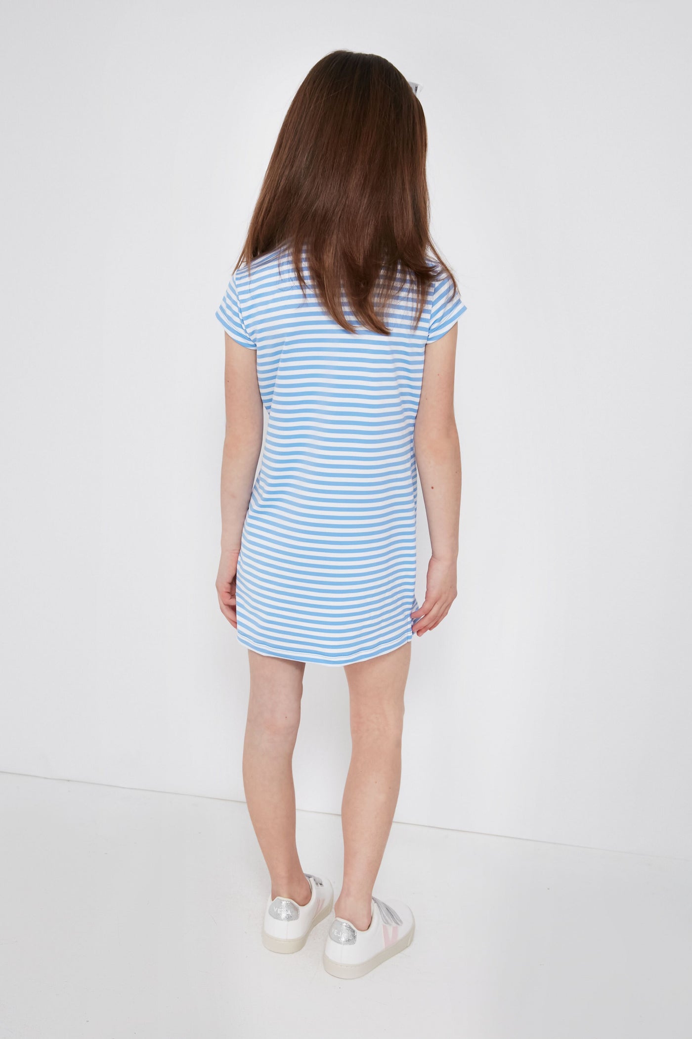 Periwinkle and White Girls Performance Polo Dress